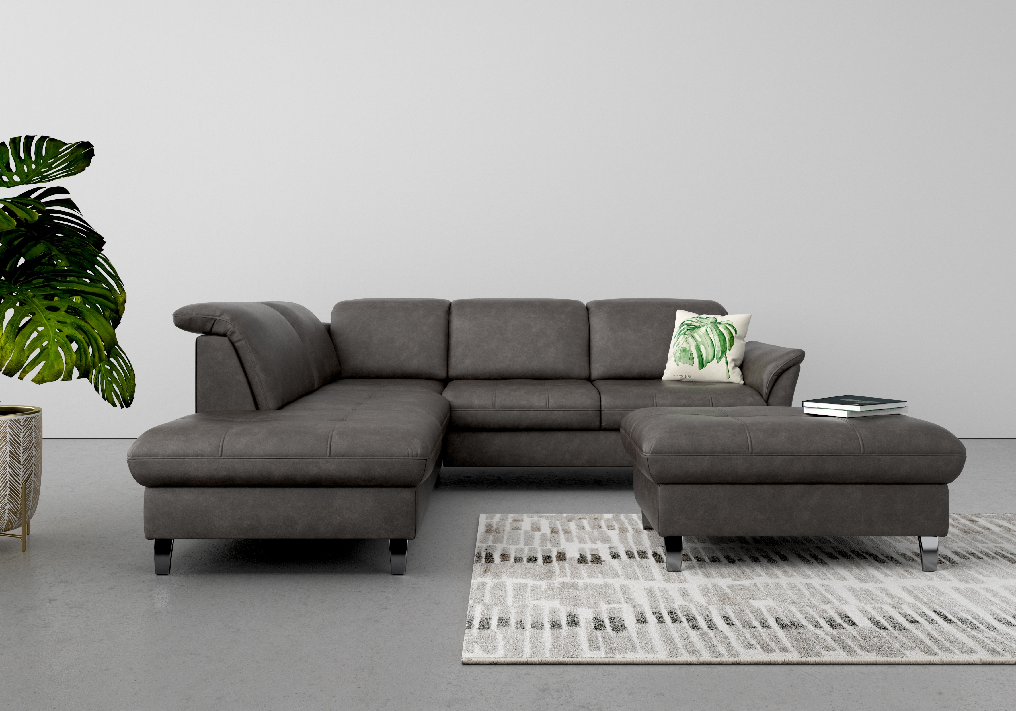 sit&more Ecksofa "Maggiore L-Form" wahlweise mit Kopfteilverstellung, Schlaffunktion und Stauraum