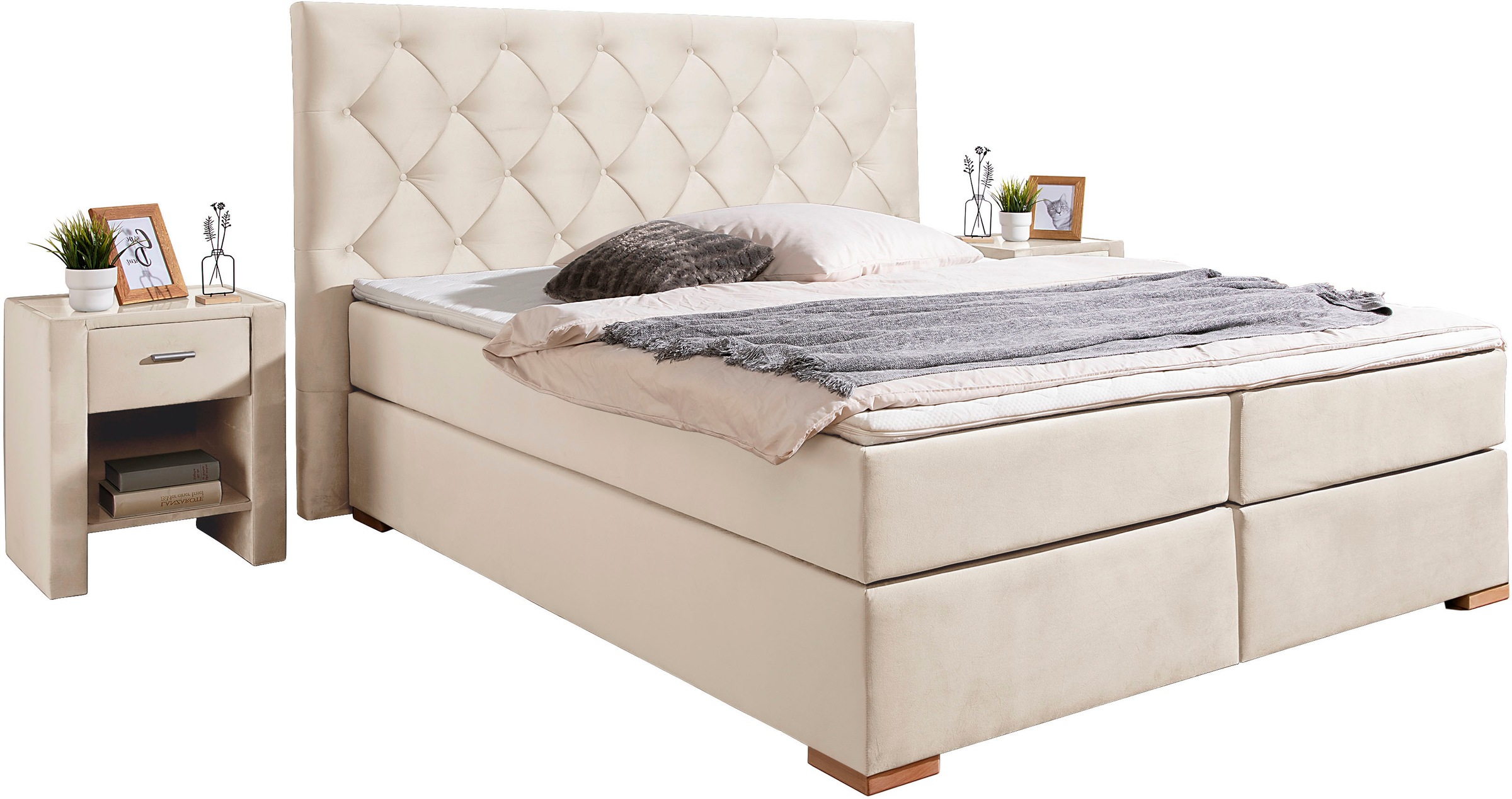 Home affaire Boxspringbett "Chalon, in verschiedenen Breiten", inkl. Topper günstig online kaufen