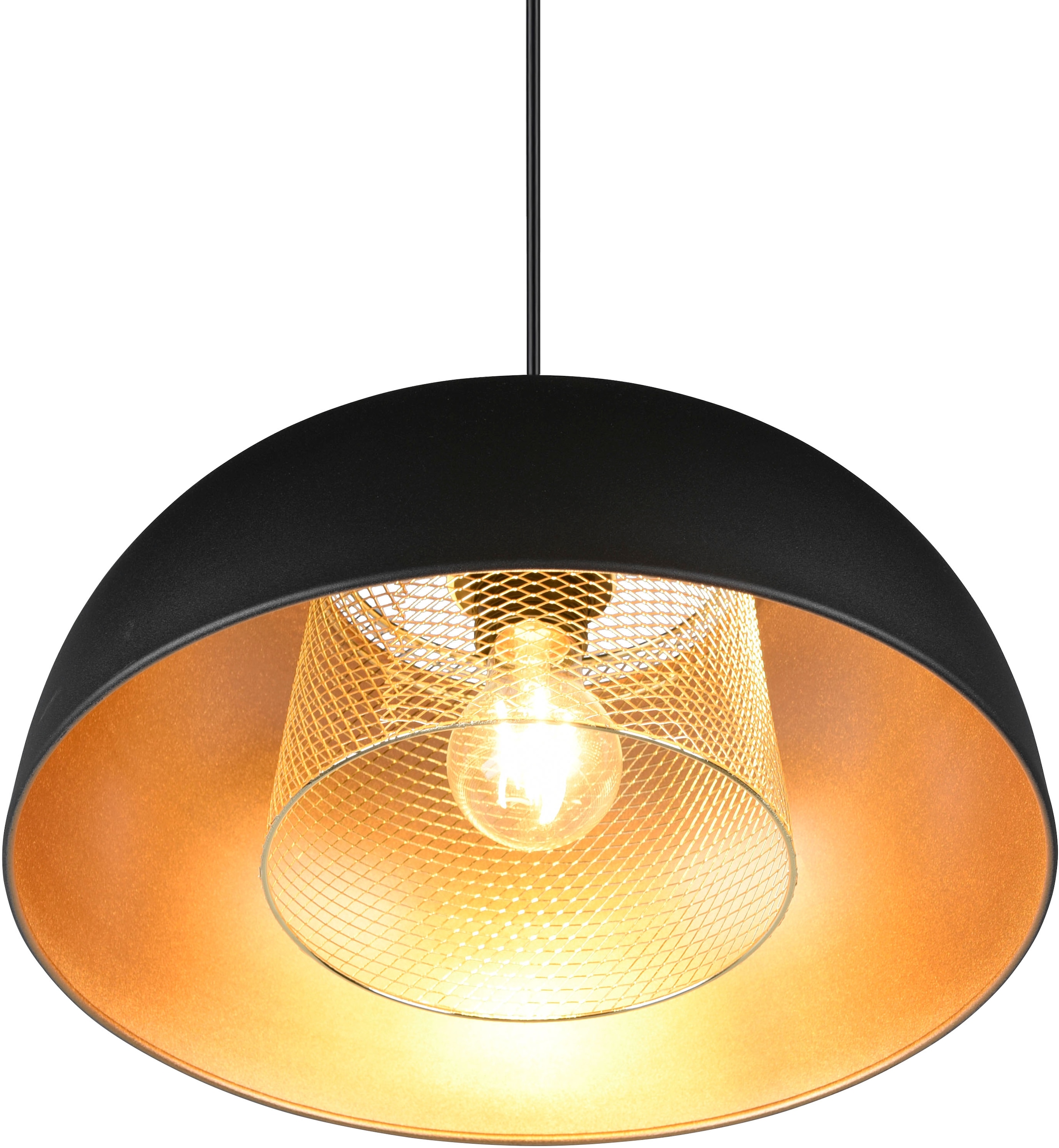 TRIO Leuchten Pendelleuchte »Punch«, 1 flammig-flammig, Industrie-Look mit  Doppelschirm schwarz-gold, exkl 1xE27 max 40W online kaufen | BAUR