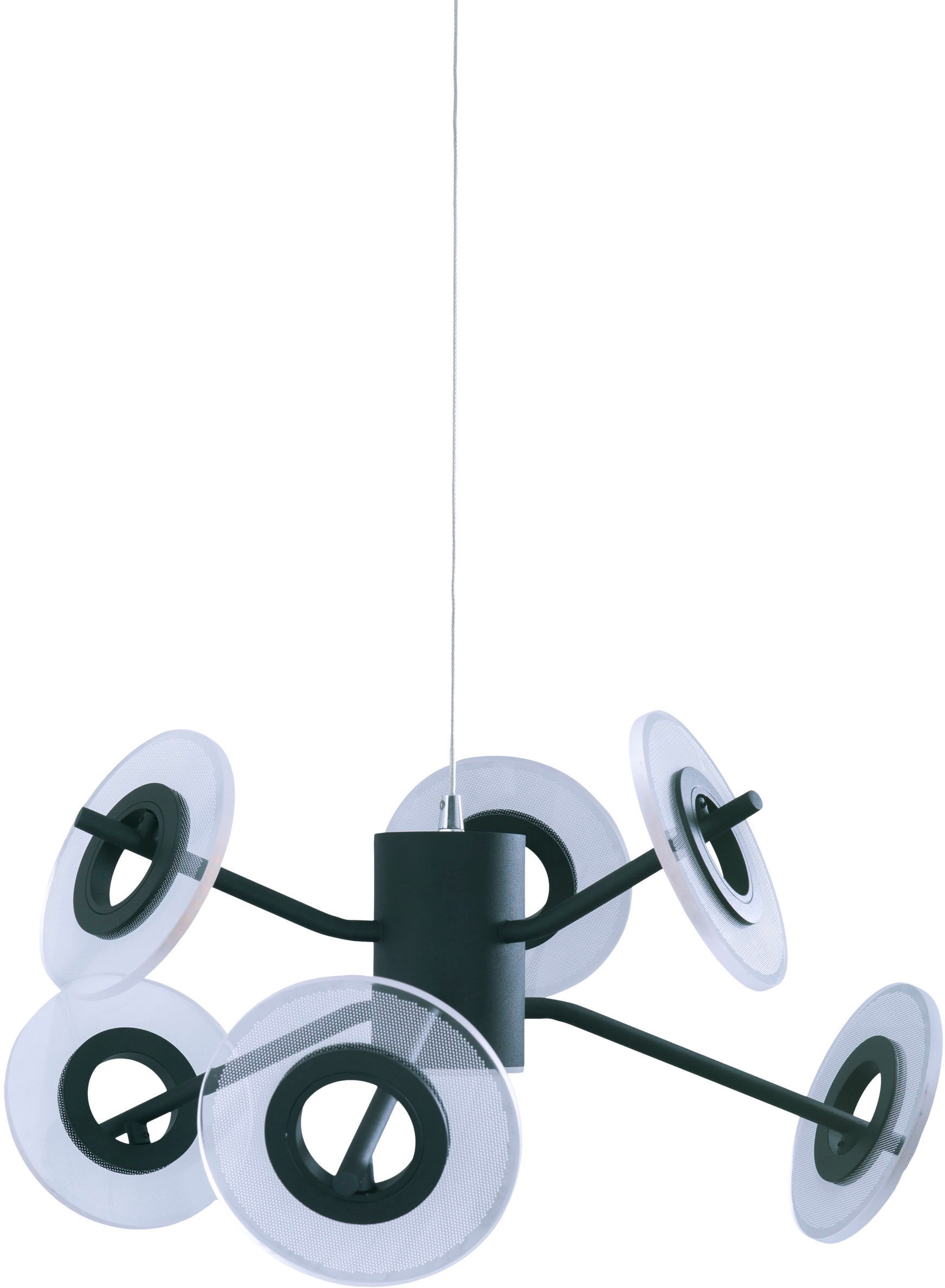näve LED Pendelleuchte »Discus«, 6 flammig, LED 6flg., dimmbar per Wandschalter in 3 Stufen, H: ca. 150 cm