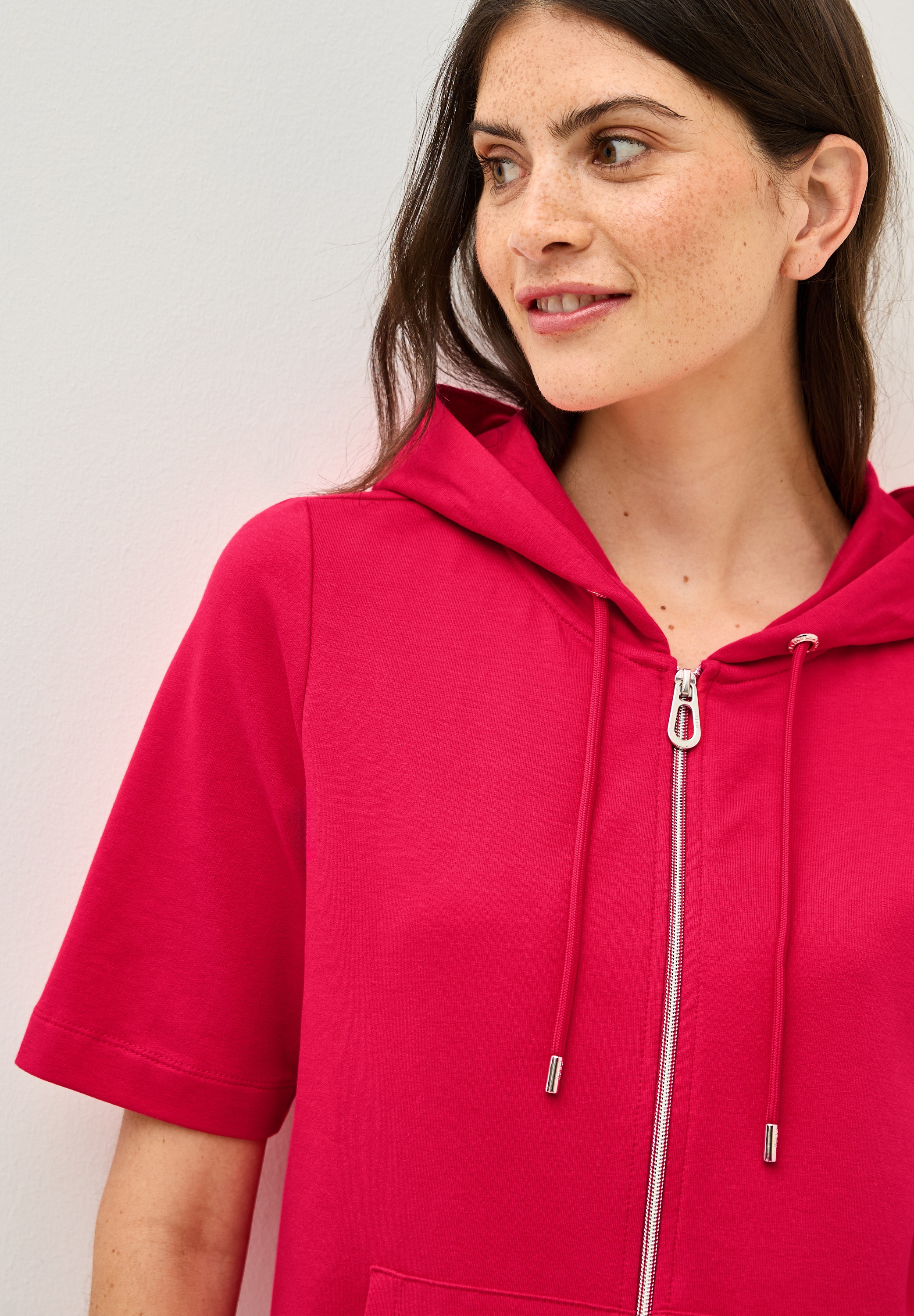 Thumbnail - Cecil Kapuzensweatjacke, kurzarm, mit Kordelzug
