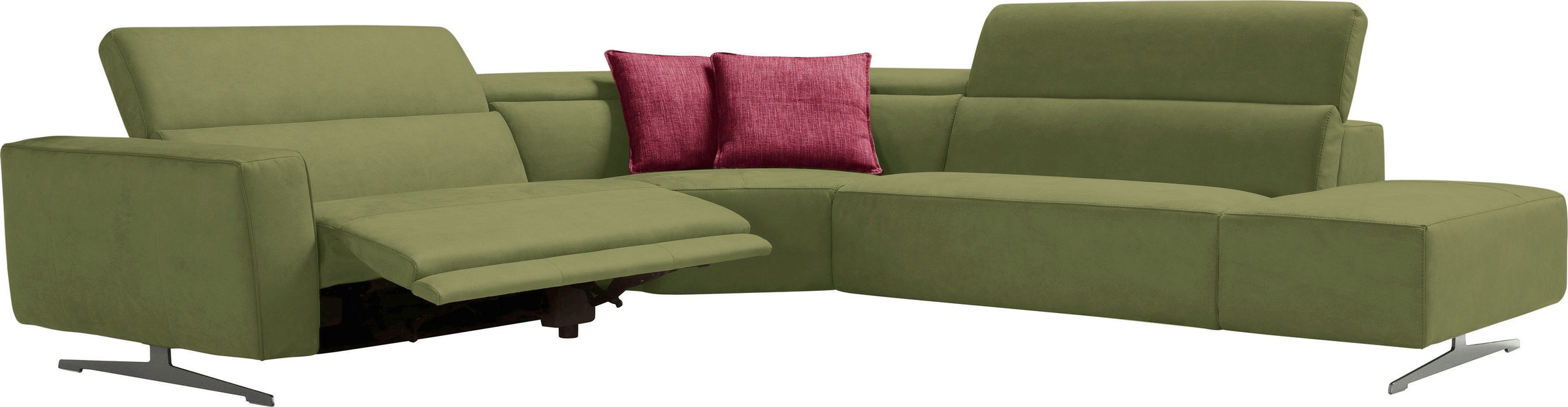 Egoitaliano Ecksofa »Stefanie-e, Designsofa der Extraklasse, bequem mit hohem Sitzkomfort«, mit Relaxfunktion und verstellbaren Kopfteilelementen