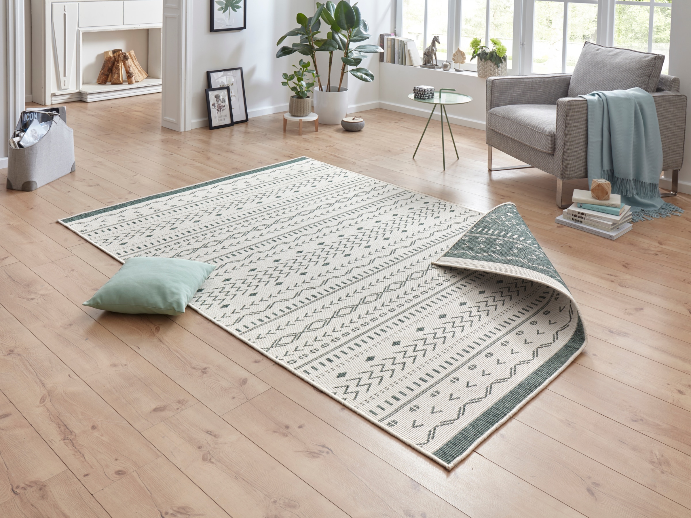 NORTHRUGS Teppich »Kuba Wendeteppich«, rechteckig, 5 mm Höhe, In-& Outdoor, Wetterfest, Balkon, Läufer, Wohnzimmer, Wasserfest