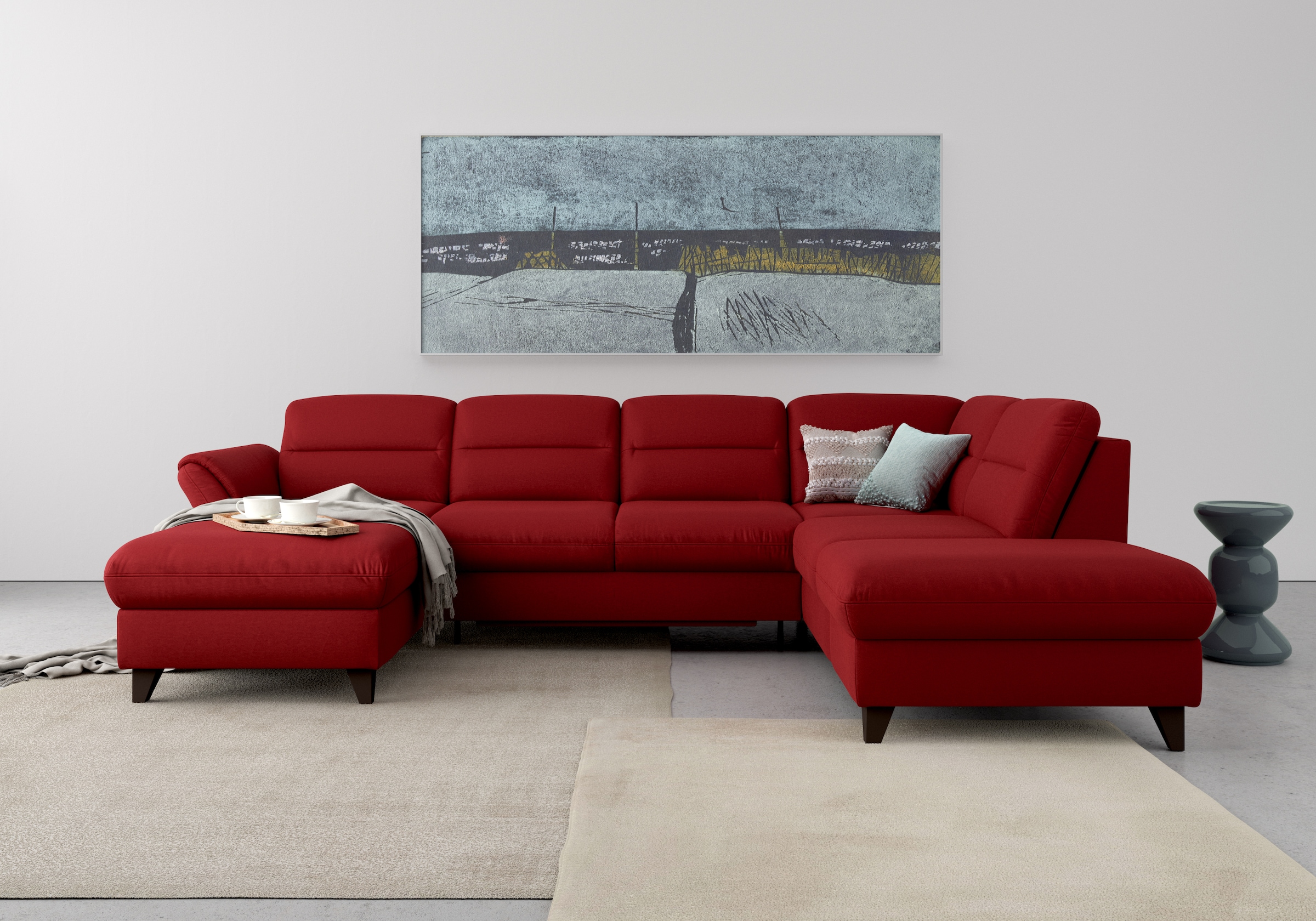 sit&more Wohnlandschaft "Mellum U-Form" Federkern, wahlweise mit Schlaffunktion, Stauraum und Armteilfunktion