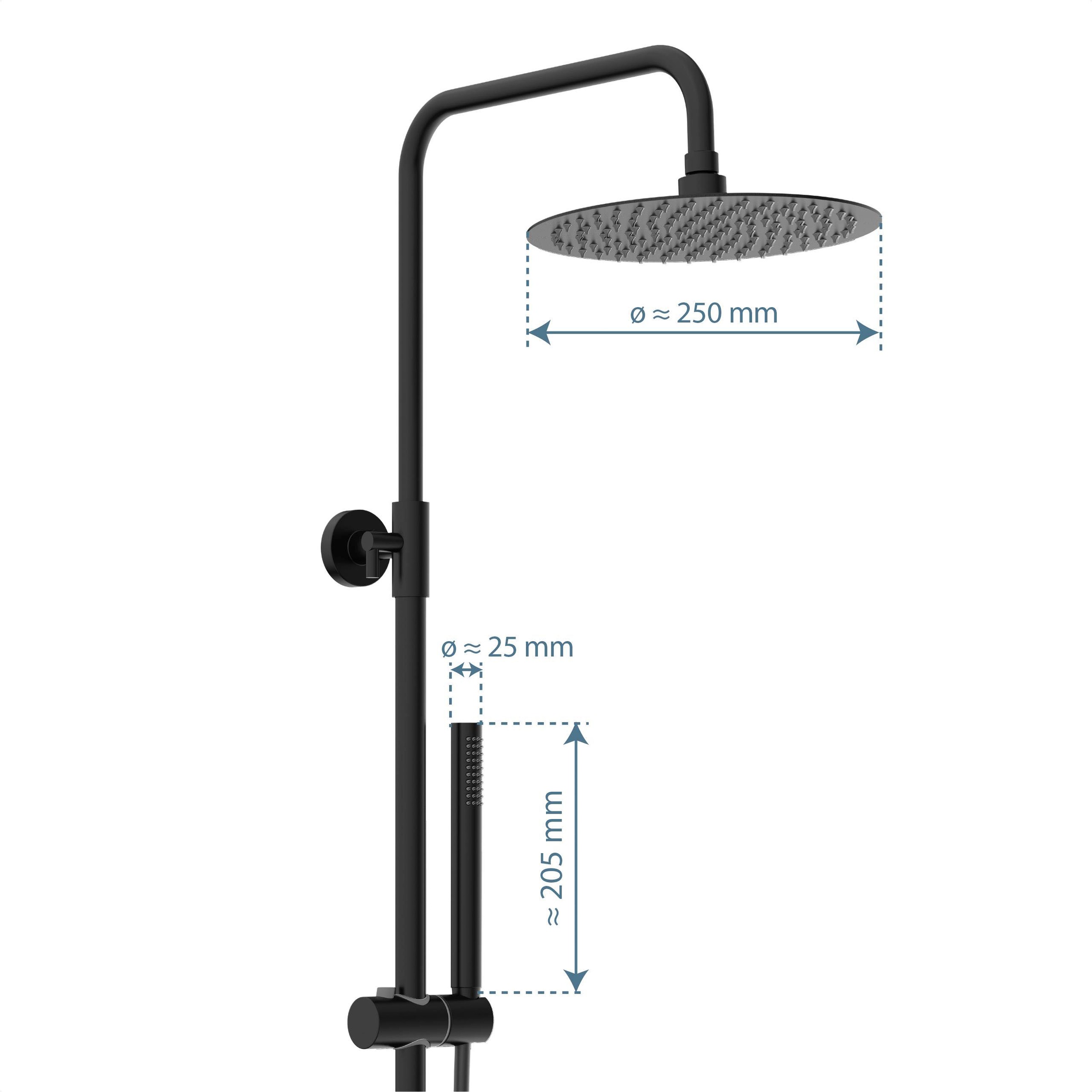 Schütte Brausegarnitur »AQUADUCT«, höhenverstellbar 80-120 cm, Antikalk, wassersparend