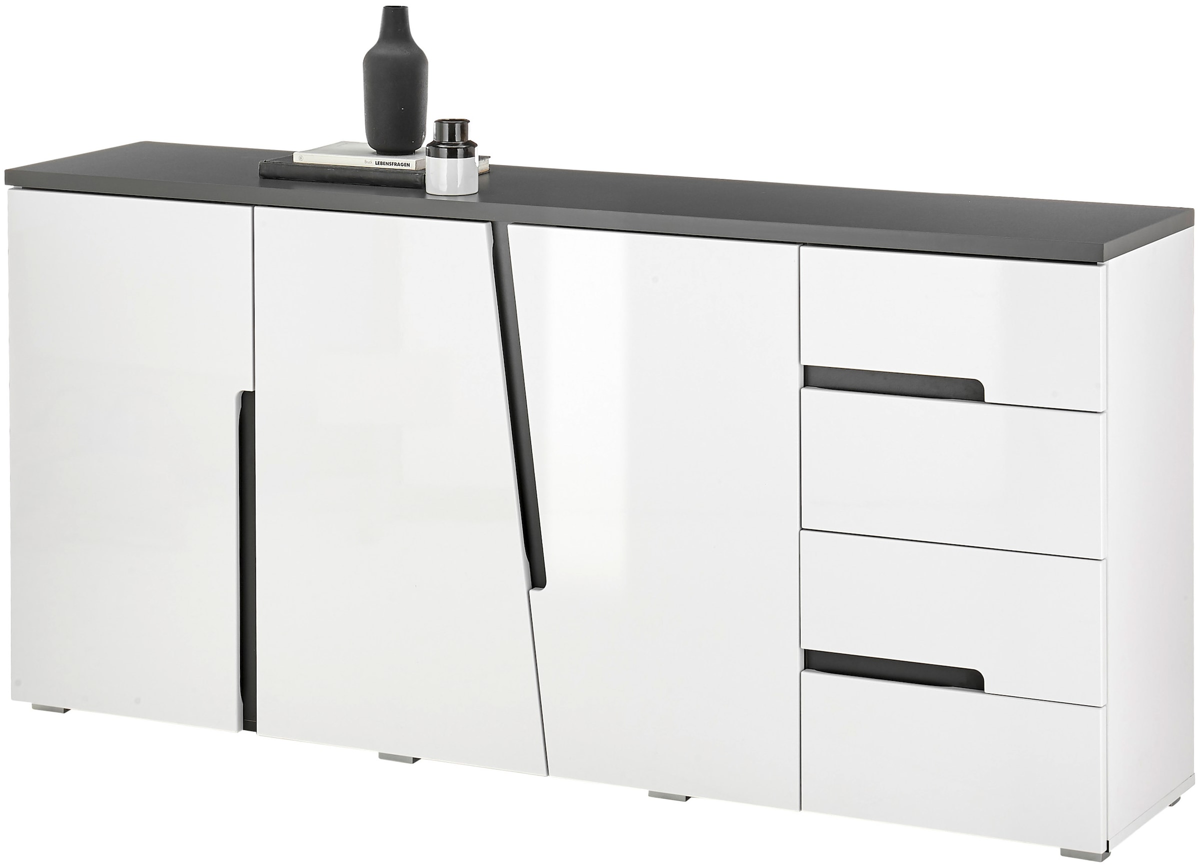 Sideboard »Boston«, (1 St.), weiß hochglanz mit Schubkästen, Schrank FSC-Zertifiziert