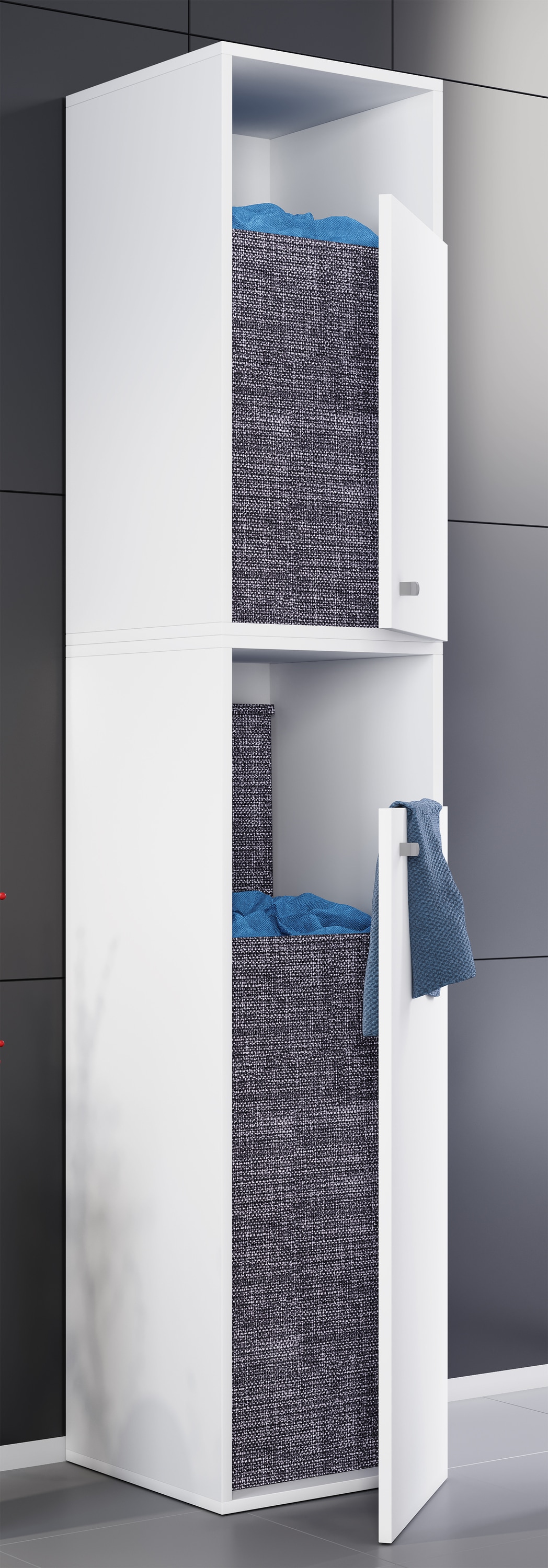 VCM Hochschrank »VCM Holz Wäscheschrank | Wäschetruhe | Wäschekorb | Maße ca. H. 184 x B. 35 x T. 39 cm - Dreso XXL2f«, (1 St.)