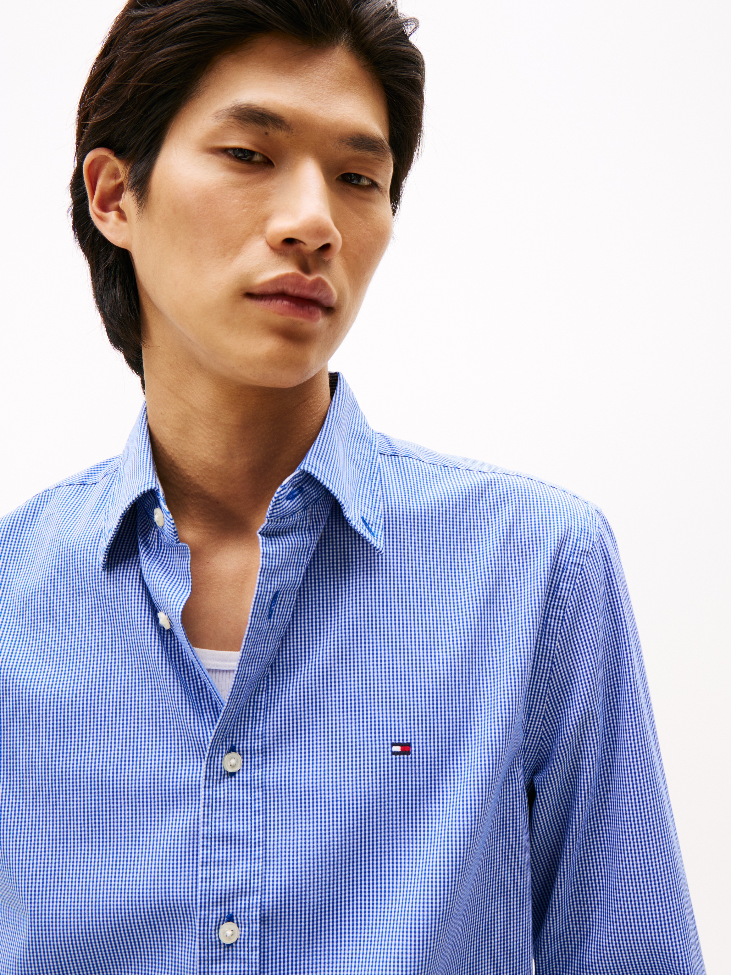 Tommy Hilfiger Langarmhemd »FLEX POPLIN MICRO GINGHAM«, mit Vichy Karo, Button-down-Kragen, Regular Fit