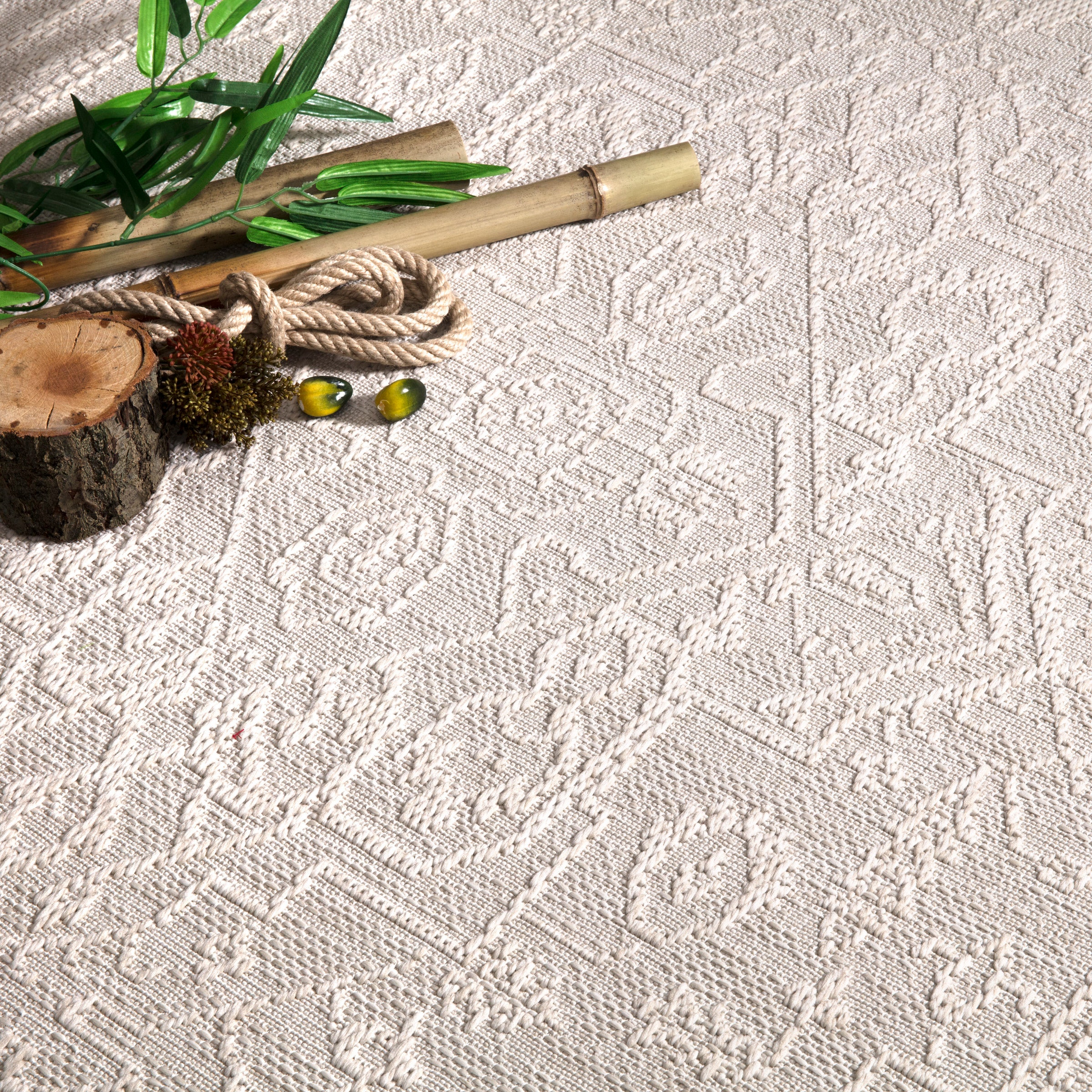 Paco Home Teppich »Rimini 413«, rechteckig, Flachgewebe, Uni Farben, Hoch-Tief Effekt, In- und Outdoor geeignet