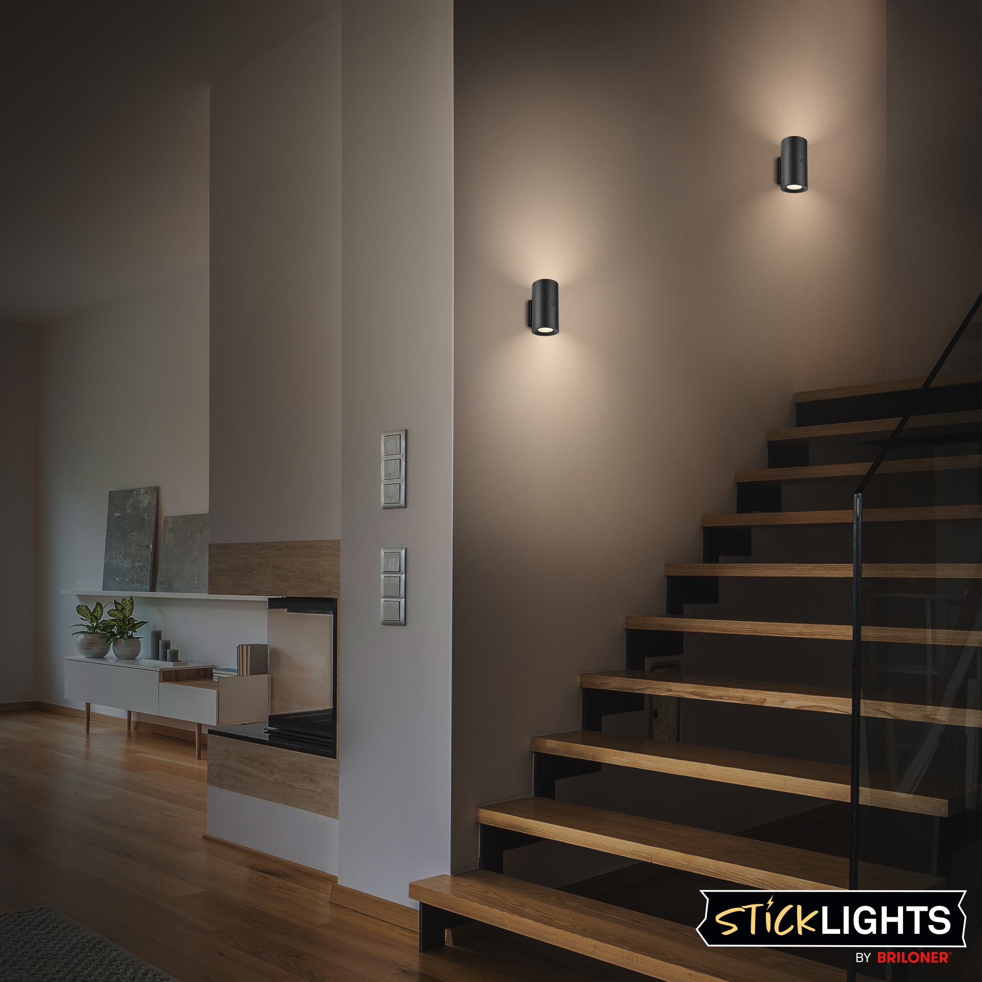 Briloner Leuchten LED Wandleuchte »ISY« LED-Modul 2 Stk. Warmweiß 6,1 x 12 cm (DxH) Schwarz 2 W ohne Stromanschluss Flur 2er-Set