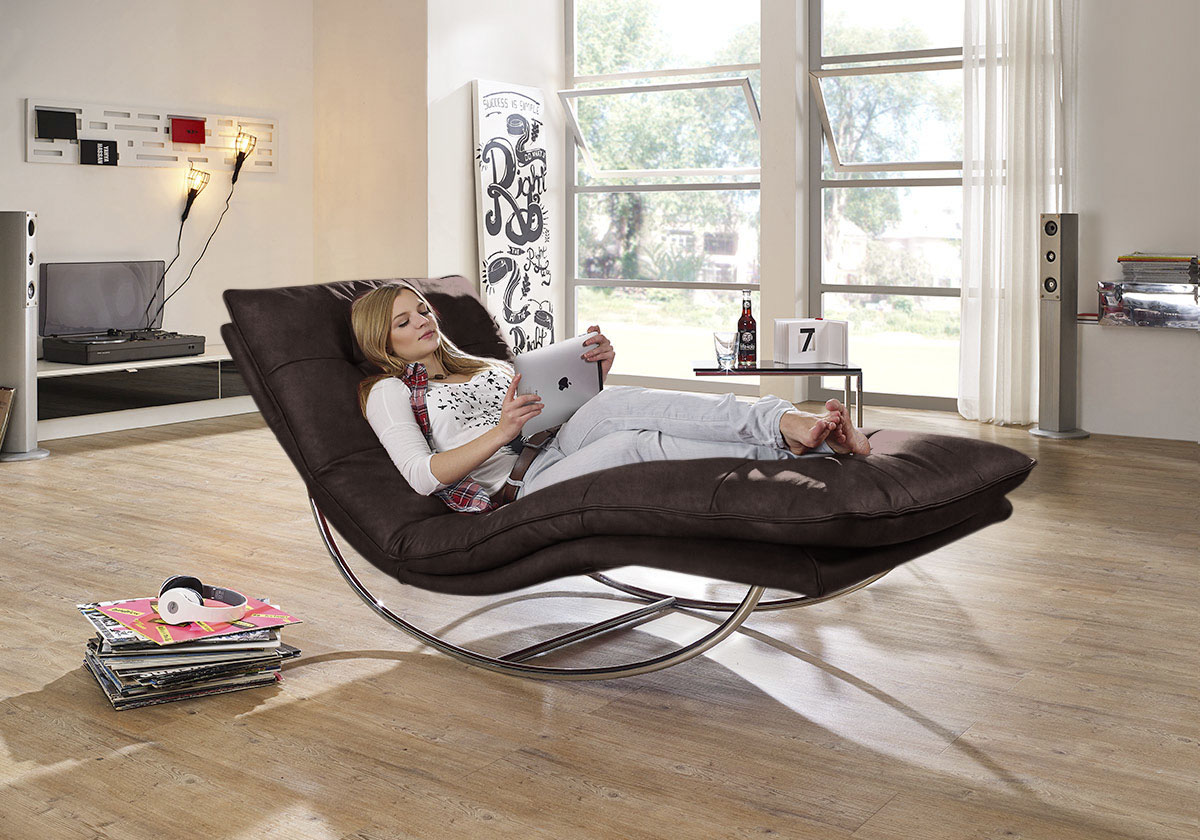 W.SCHILLIG Relaxliege "daily dreams" in Waffelkissen-Optik, Schaukelgestell Chrom glänzend, in 2 Breiten