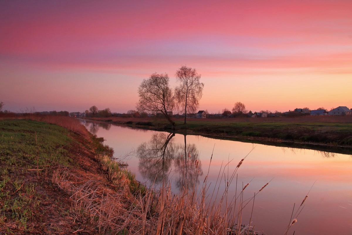 Papermoon Fototapete "Fluss durch Feld"