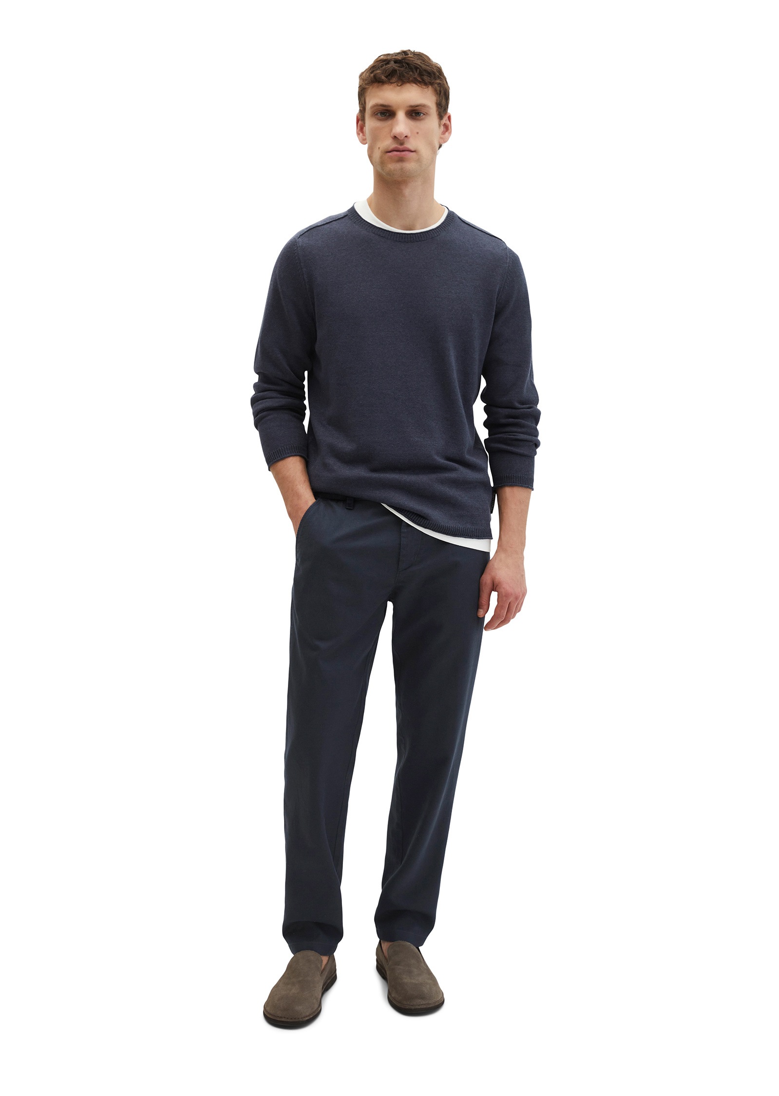 Marc O'Polo Rundhalspullover »aus Bio-Baumwolle und Leinen«