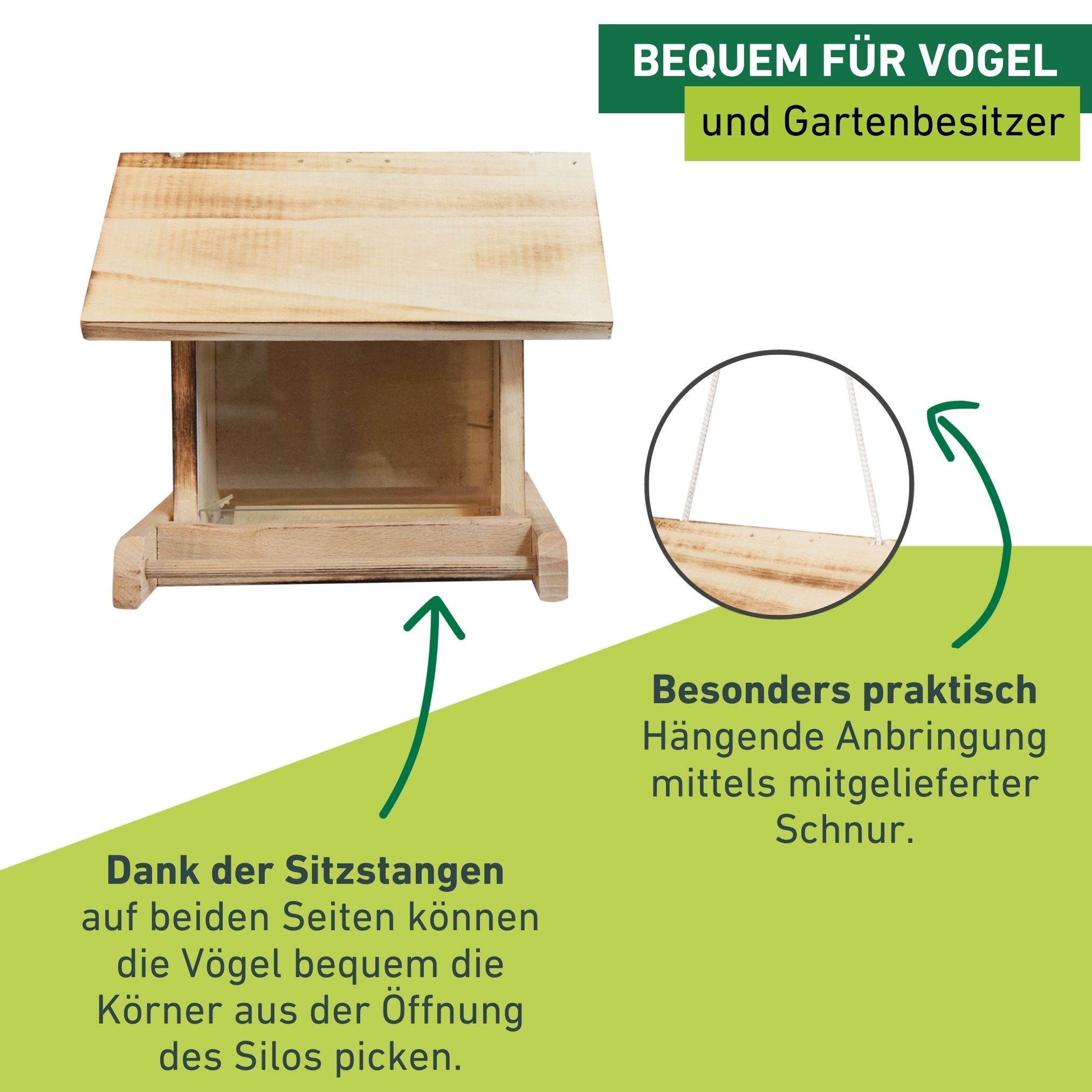 Windhager Vogelhaus »Garden, Vogelfuttersilo aus Fichtenholz« Futterstation inkl. Aufhängung und Sitzstange, Füllvolumen 1,25 Liter