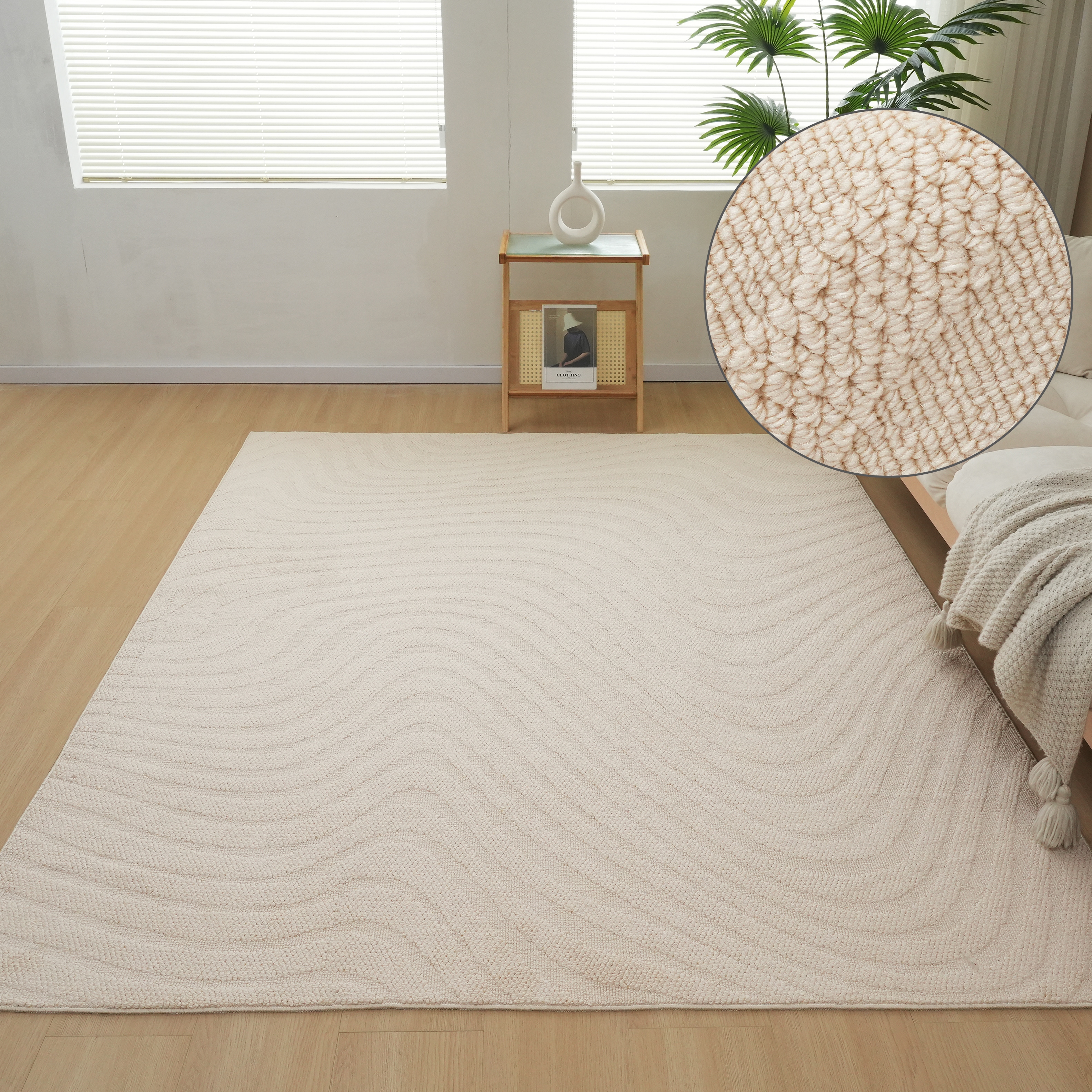 OTTO home Teppich "Jola Welle, Hoch-Tief-Design" rechteckig 12 mm Höhe Wellenmuster, Boho, Modern, 3D, Wohnzimmer, Schlafzimmer