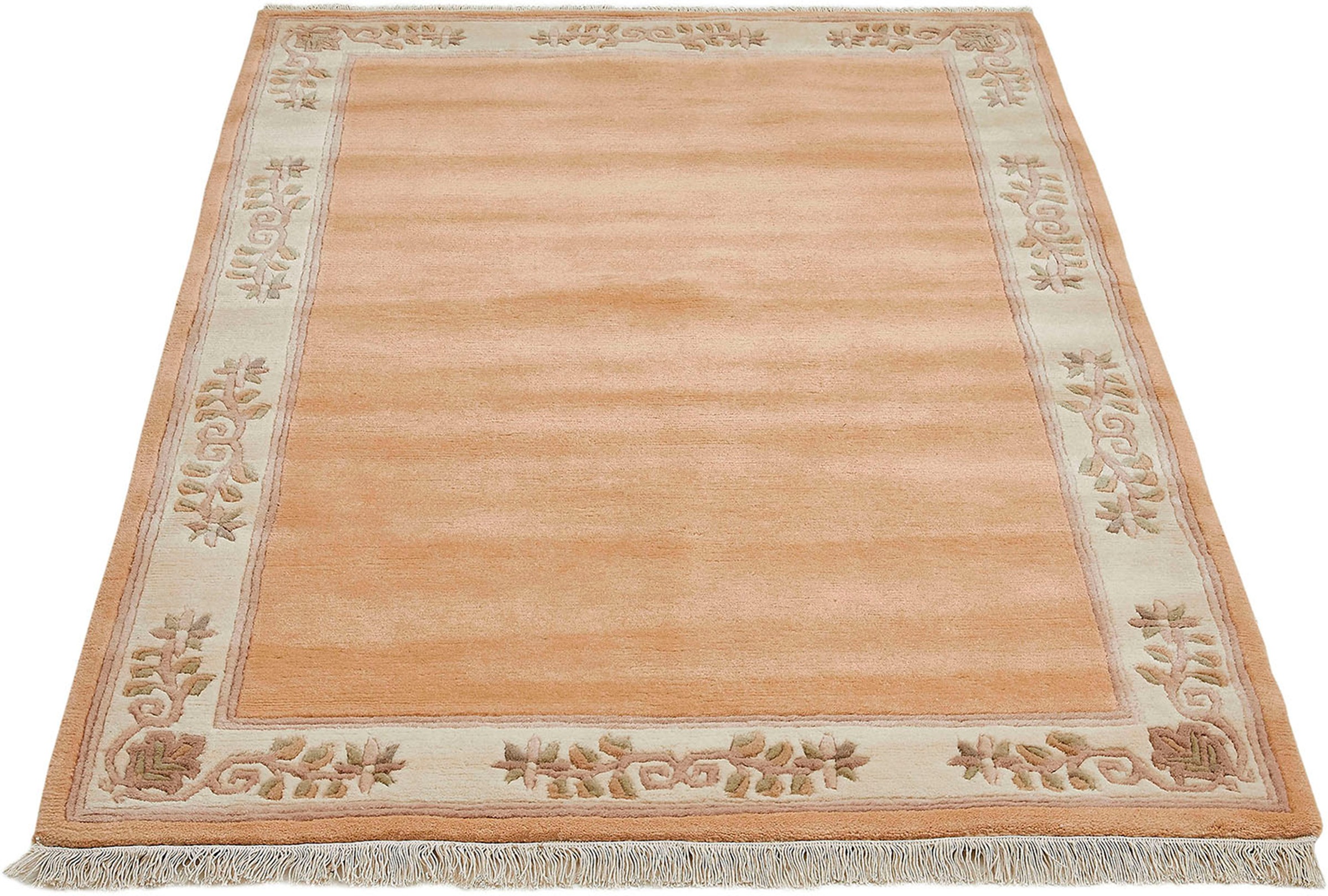 LUXOR living Wollteppich »Adour«, rechteckig, 18 mm Höhe, reine Wolle, handgeknüpft, mit Bordüre und Fransen, Wohnzimmer