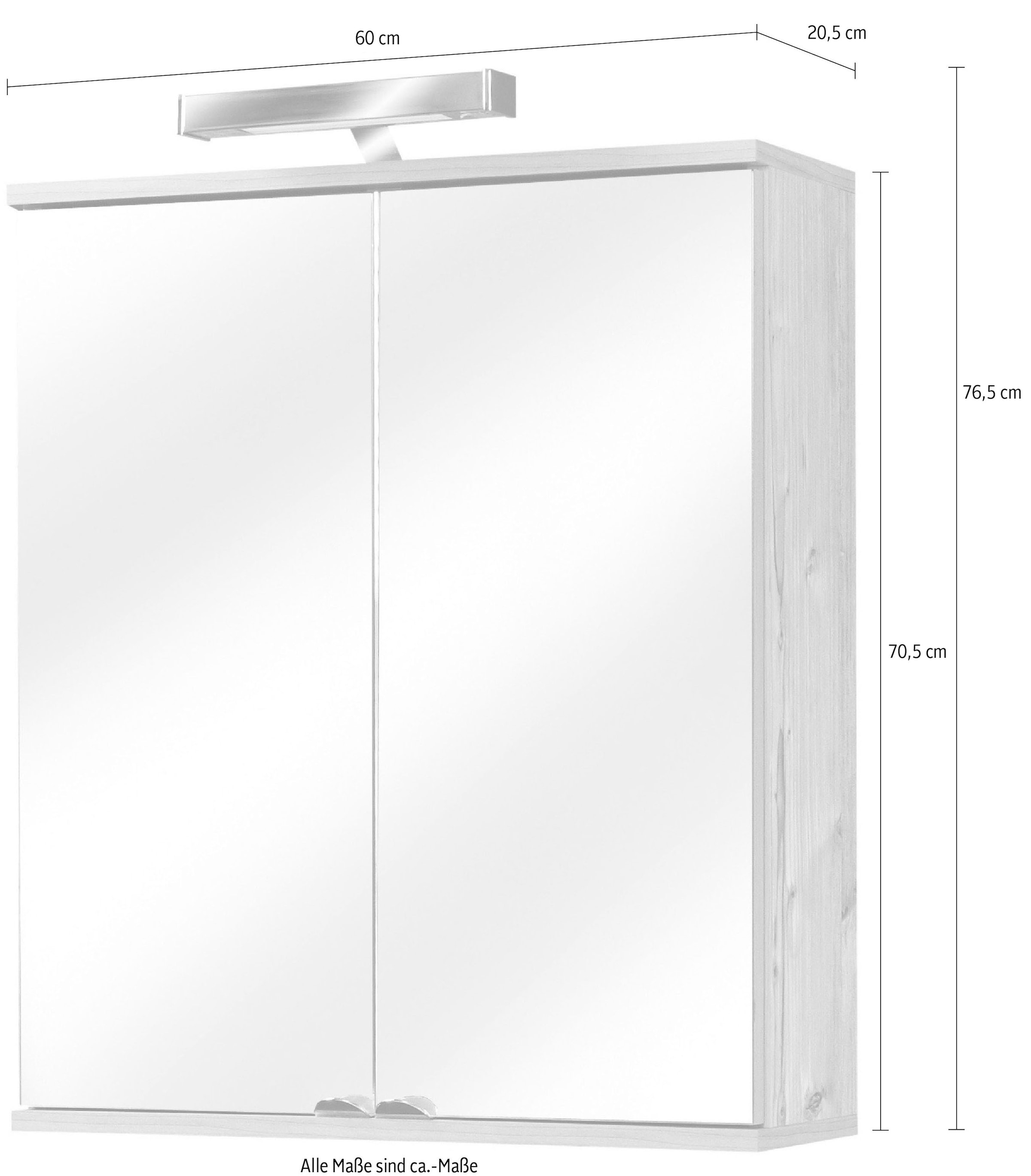 Schildmeyer Spiegelschrank »Isola«, Breite 60 cm, 2-türig, LED-Beleuchtung, Schalter-/Steckdosenbox