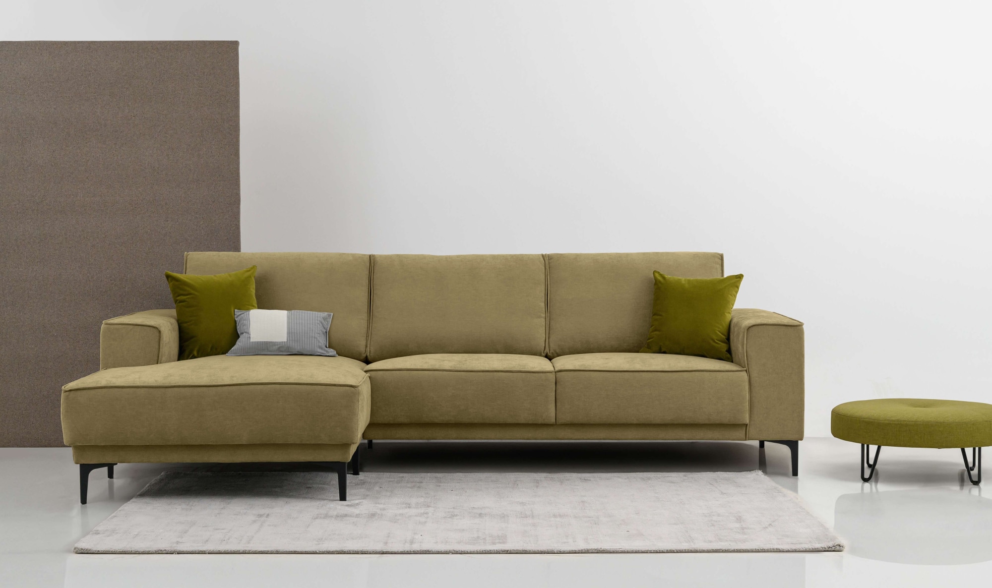 OTTO home Ecksofa "OLAND Struktur fein L-Form, B: 280 cm, Skandi-Design" L-Form, 280 cm, Wellenunterfederung, Skandi-Design, Metallfüße