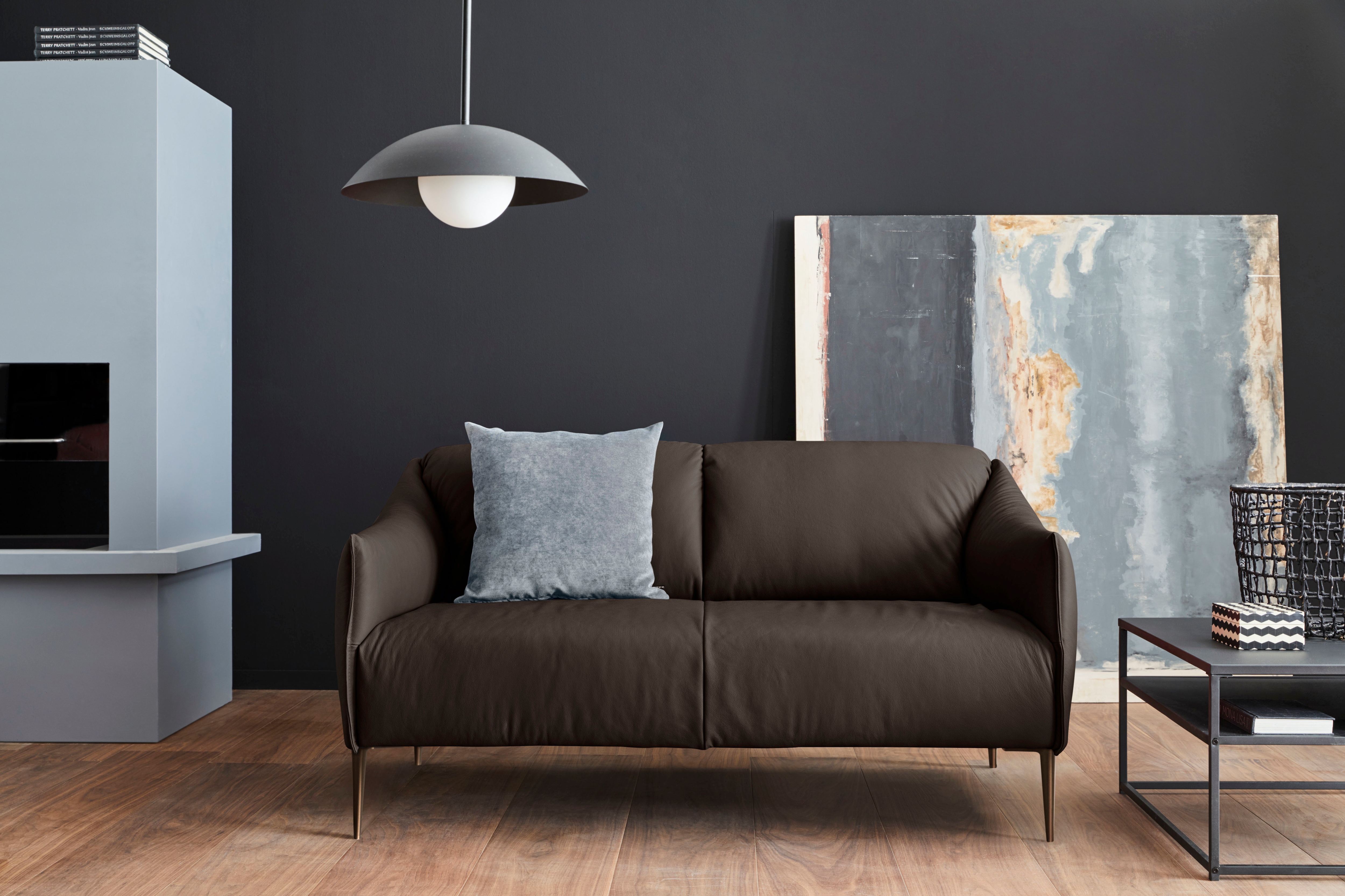 W.SCHILLIG 2-Sitzer "sally Design-Sofa, Loungsofa, bequem, schmale Armlehnen, Breite 154cm" mit Metallfüßen in Bronze pulverbeschichtet, Breite 154 cm