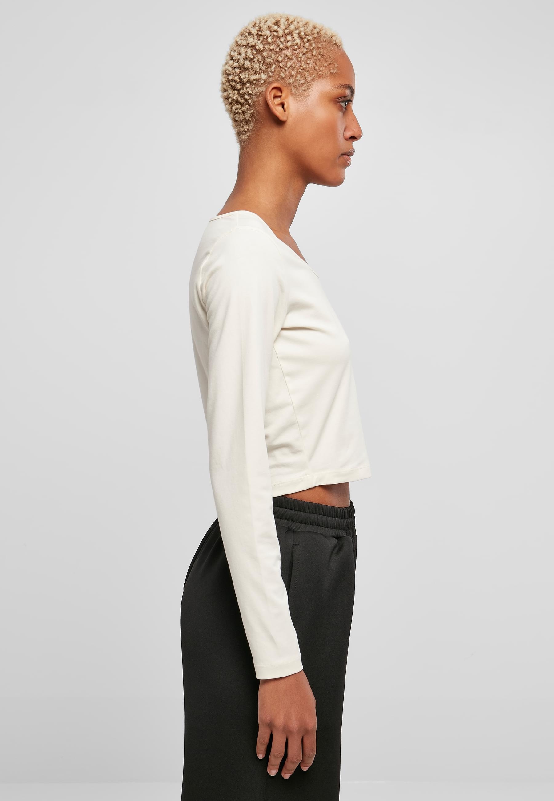 URBAN CLASSICS Longsleeve »Urban Classics Damen Ladies Organic Wide Neck Cropped Longsleeve«, (1 tlg.)