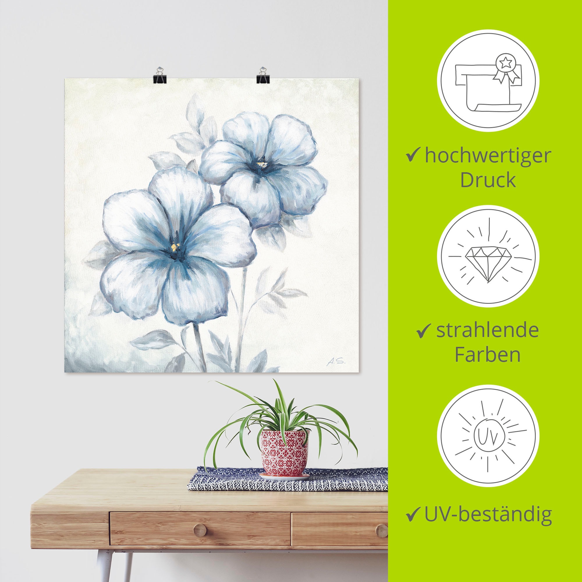 Artland Wandbild »Blauer Mohn«, Blumen, (1 St.), als Leinwandbild, Poster, Wandaufkleber in verschied. Größen