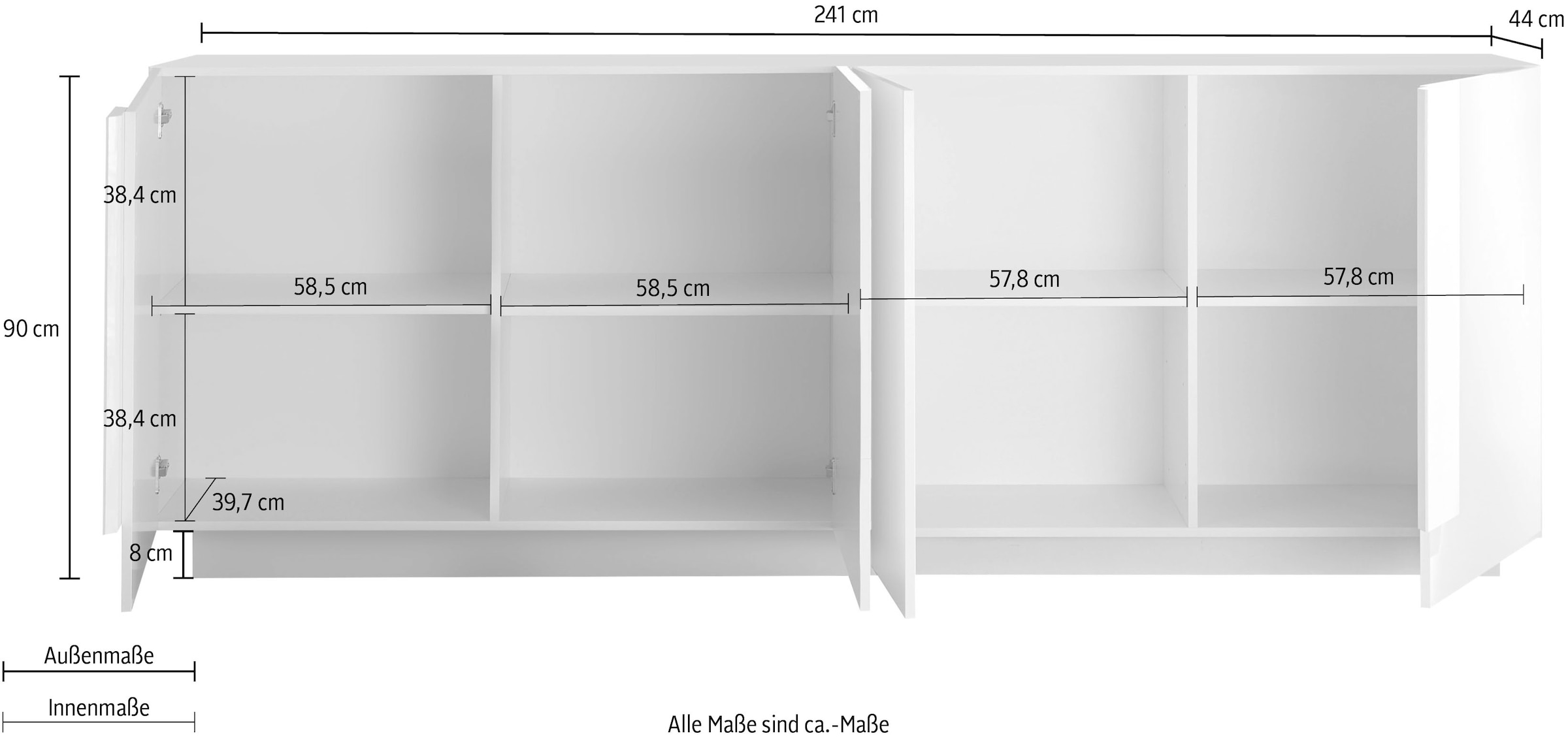 INOSIGN Sideboard »Jupiter«, Breite 241 cm mit 4 Türen