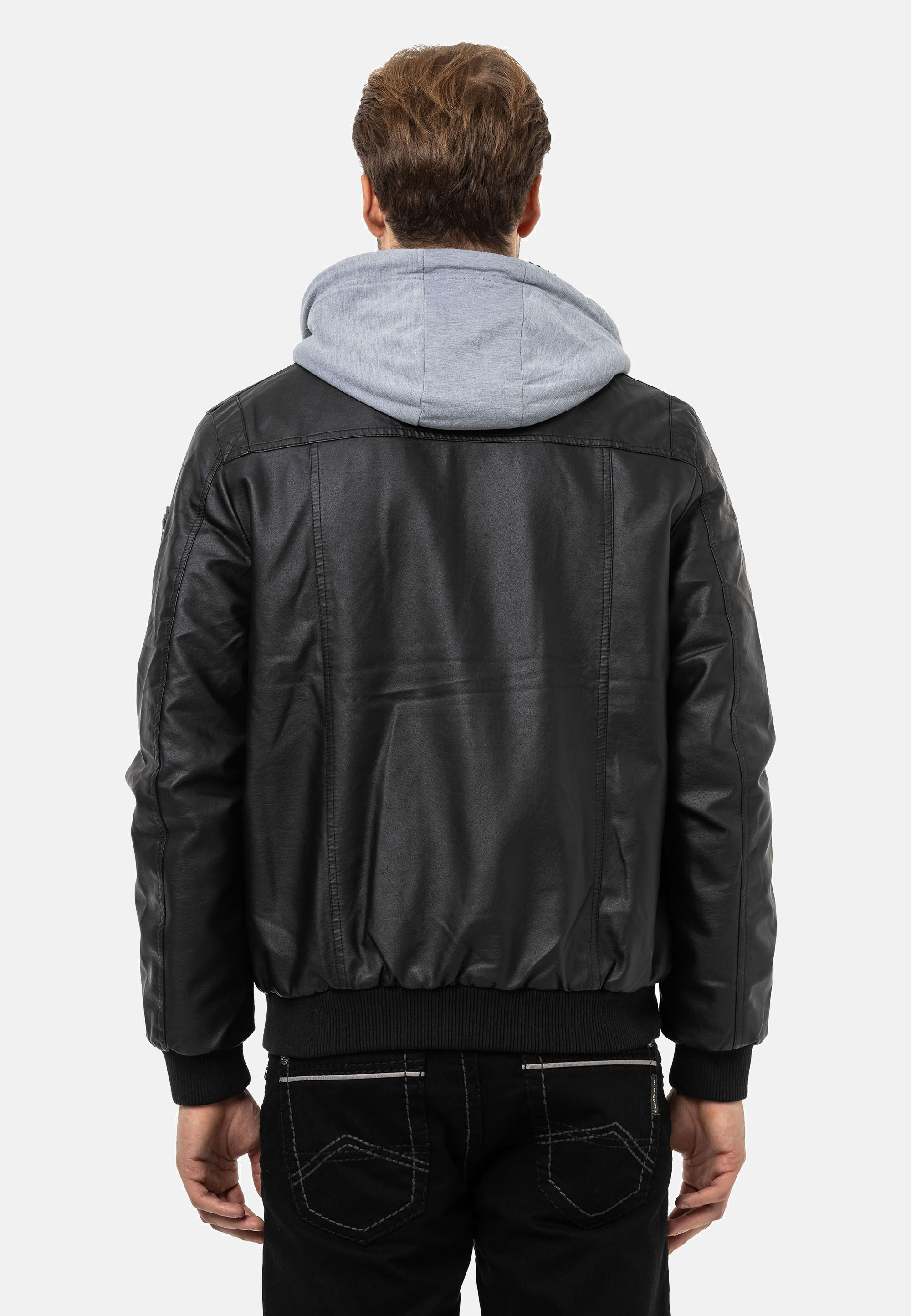 Thumbnail - Cipo & Baxx Lederimitatjacke "Jacke", mit Kapuze, mit herausnehmbarer Innenjacke
