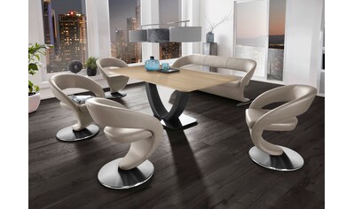 Essgruppe »Wave«, (Set), Design-Solobank mit 4 Design-Drehstühlen und Tisch in 180x90cm