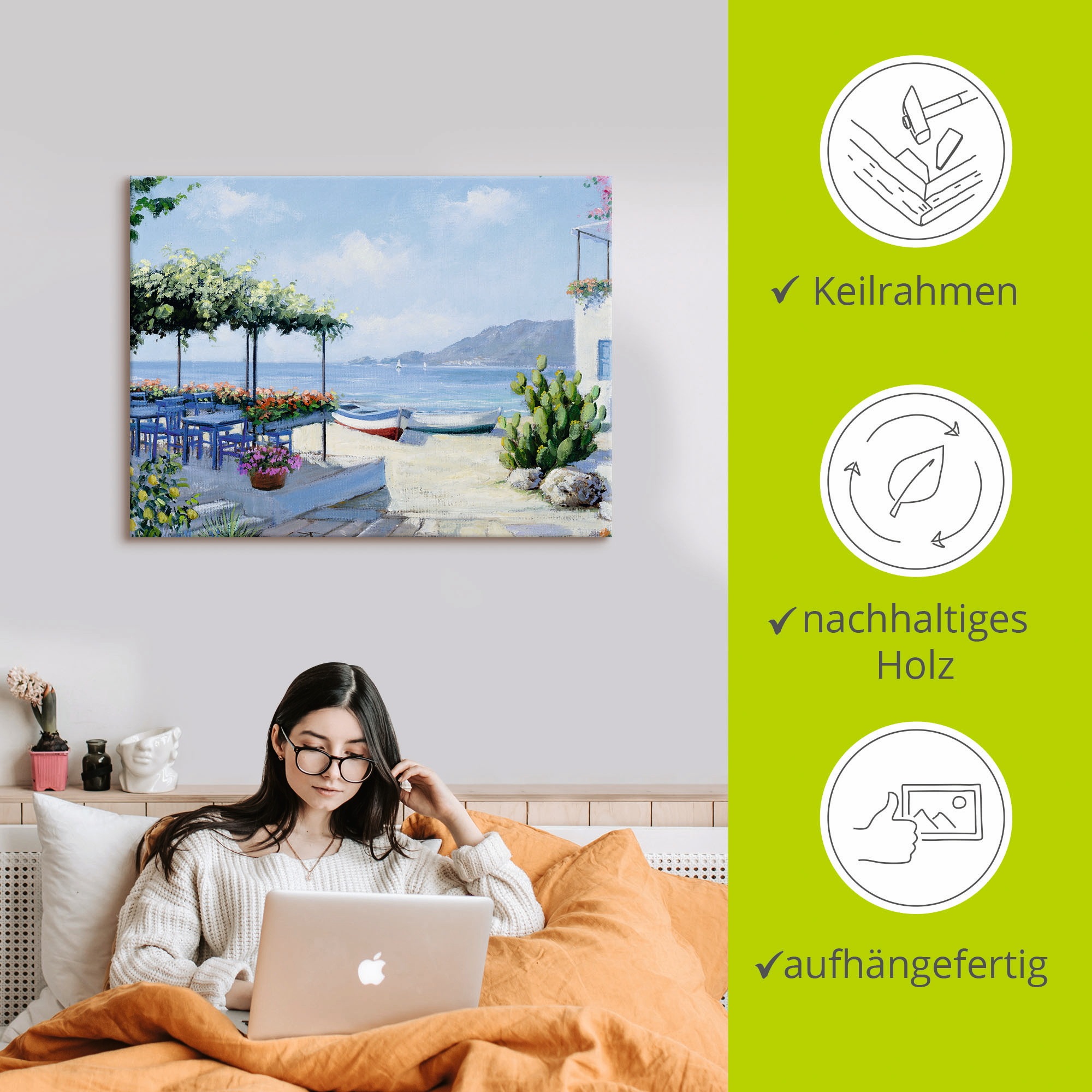 Artland Wandbild »Toller Meeresblick«, Gewässer, (1 St.), als Leinwandbild, Wandaufkleber in verschied. Größen