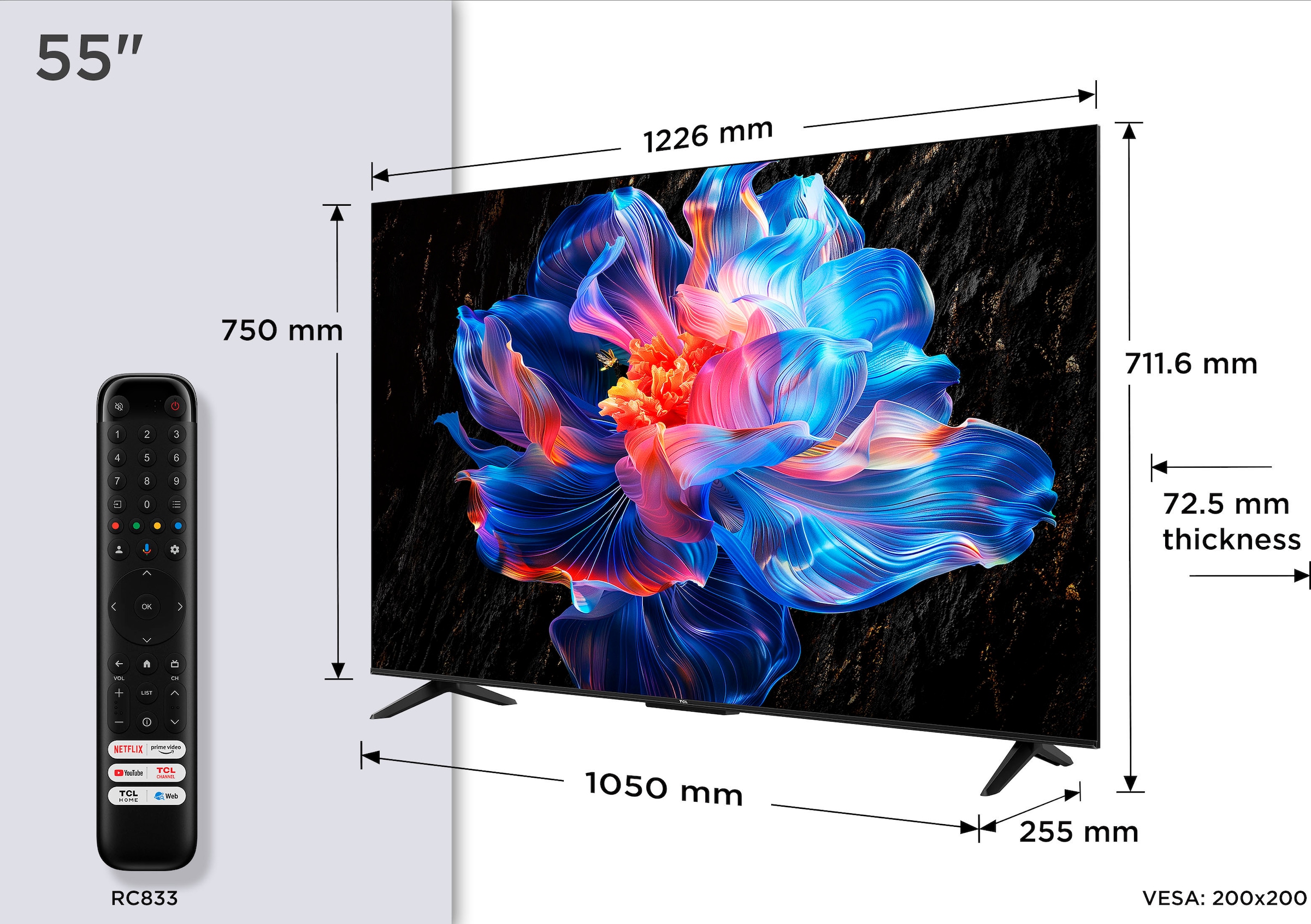 TCL LED-Fernseher »55V6CX2«, 4K Ultra HD, Smart-TV-Google TV, 4K HDR, Multi-HDR, Dolby Vision, Game Master, Smart TV, Apple TV, AiPQ