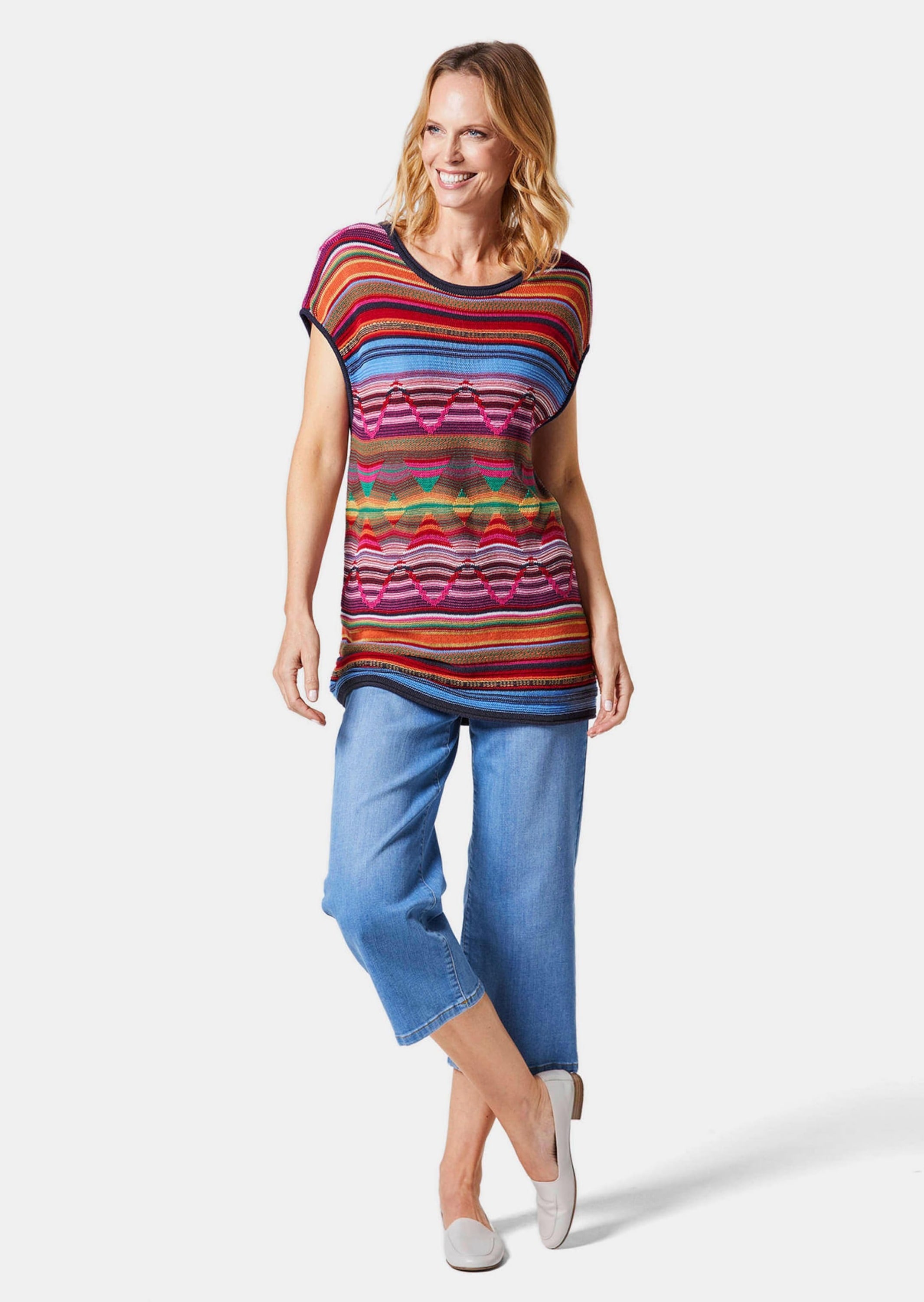 GOLDNER Strickpullover »Kurzgröße Bequemes Top mit schönem Dessin«