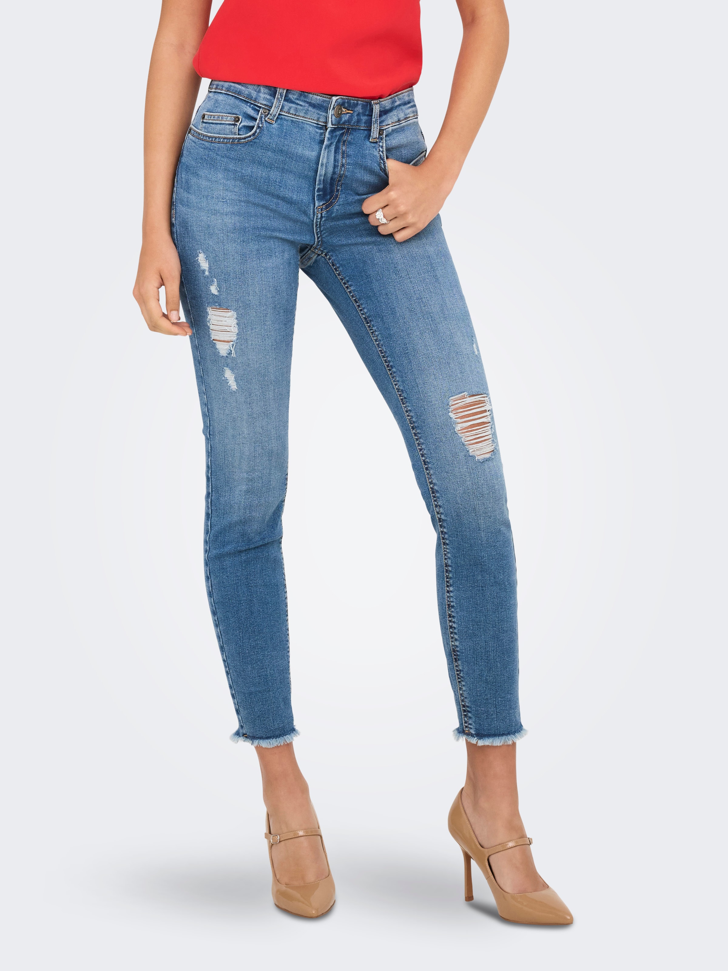 ONLY Skinny-fit-Jeans "ONLBLUSH MID WAIST ANK RW SKINNY DES DNM" günstig online kaufen