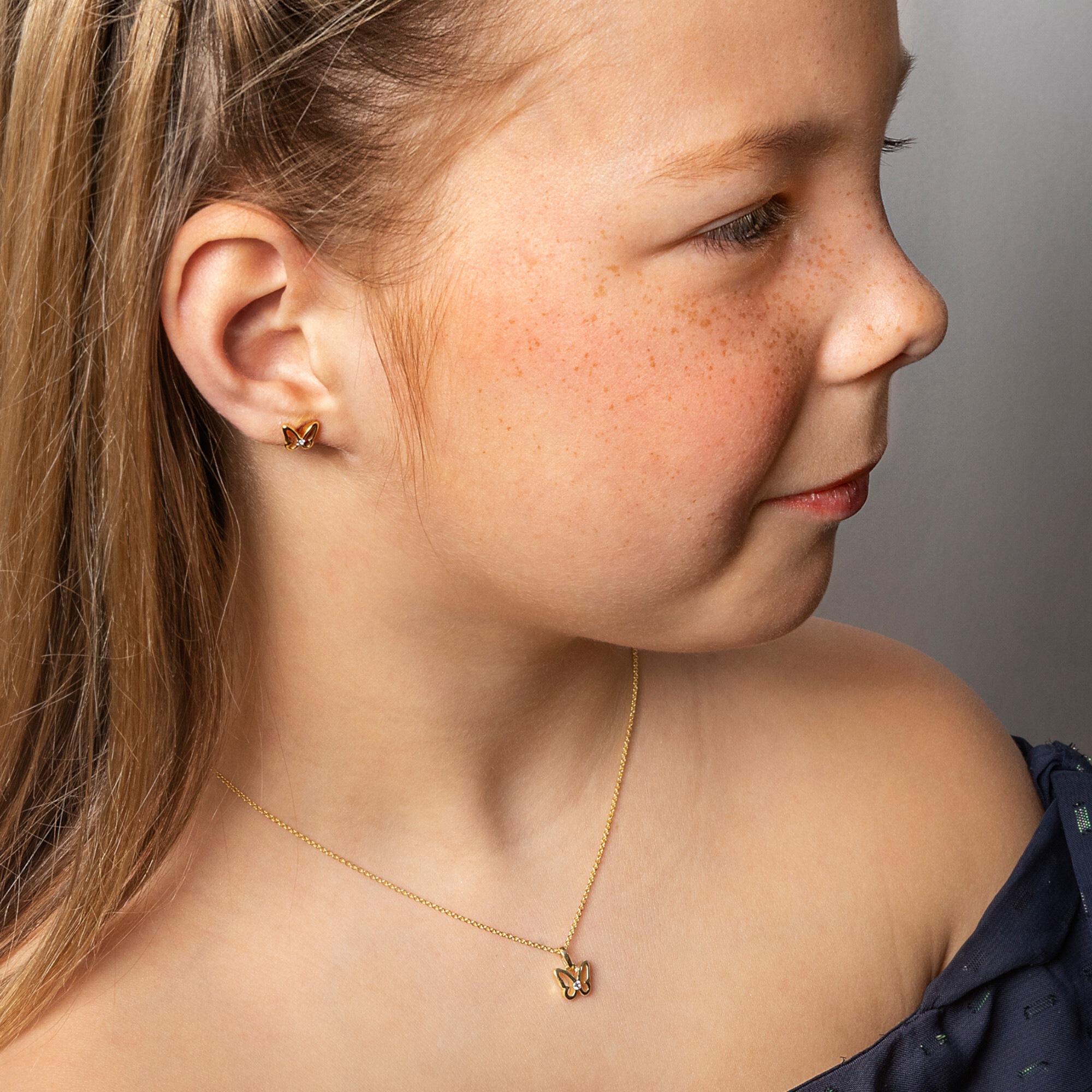 Paar Ohrhänger ONE ELEMENT "Zirkonia Schmetterling Ohrringe Ohrstecker aus 333 Gelbgold", gold, Ohrringe, Mädchen, Kinder, Gelbgold 333 Gold, Gelbgold 333, Gold, Persönlicher Akzent – schlicht, modern, aussagekräftig 3