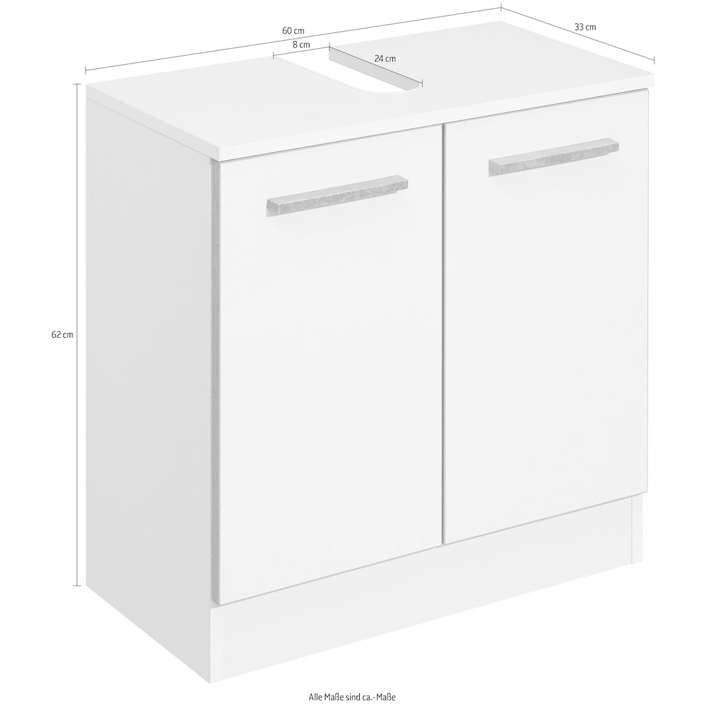 Saphir Waschbeckenunterschrank »Quickset 953 Unterbeckenschrank, 60 cm breit, 2 Türen, Weiß Glanz«