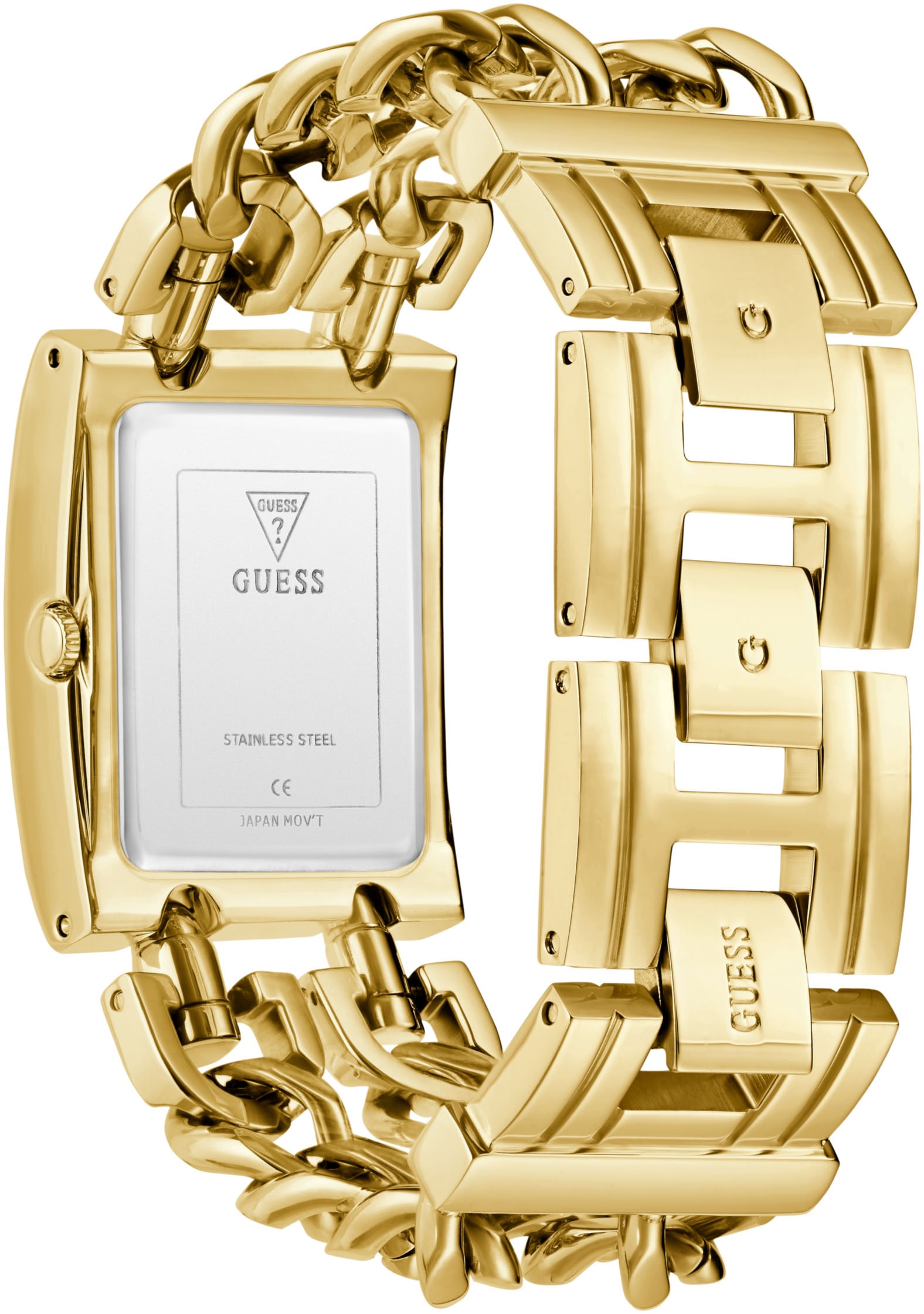 Guess Quarzuhr »HEAVY METAL«, Armbanduhr, Damenuhr, Edelstahlarmband, analog