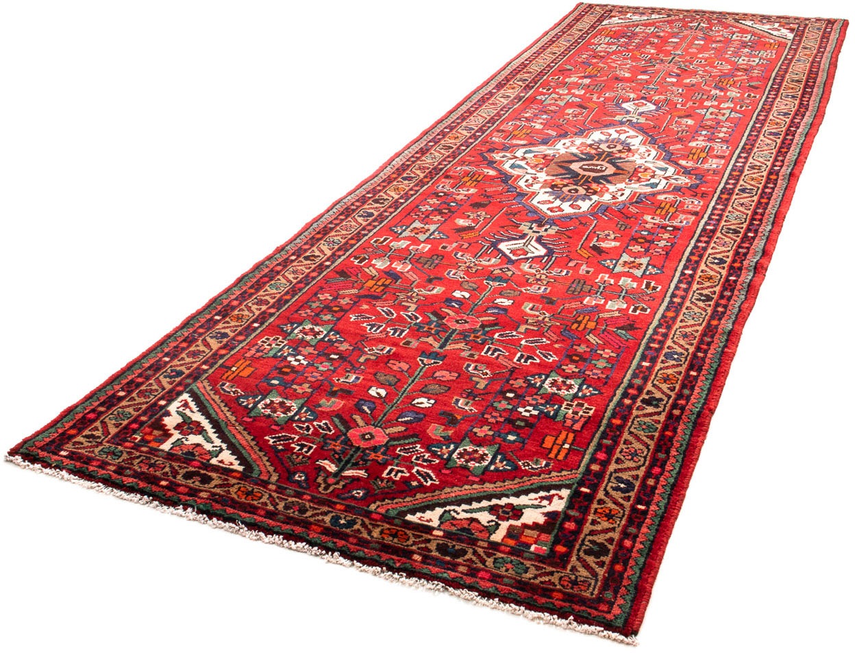 morgenland Orientteppich "Perser - Nomadic - 358 x 120 cm - rot", rechteckig, 10 mm Höhe, Wohnzimmer, Handgeknüpft, Einz