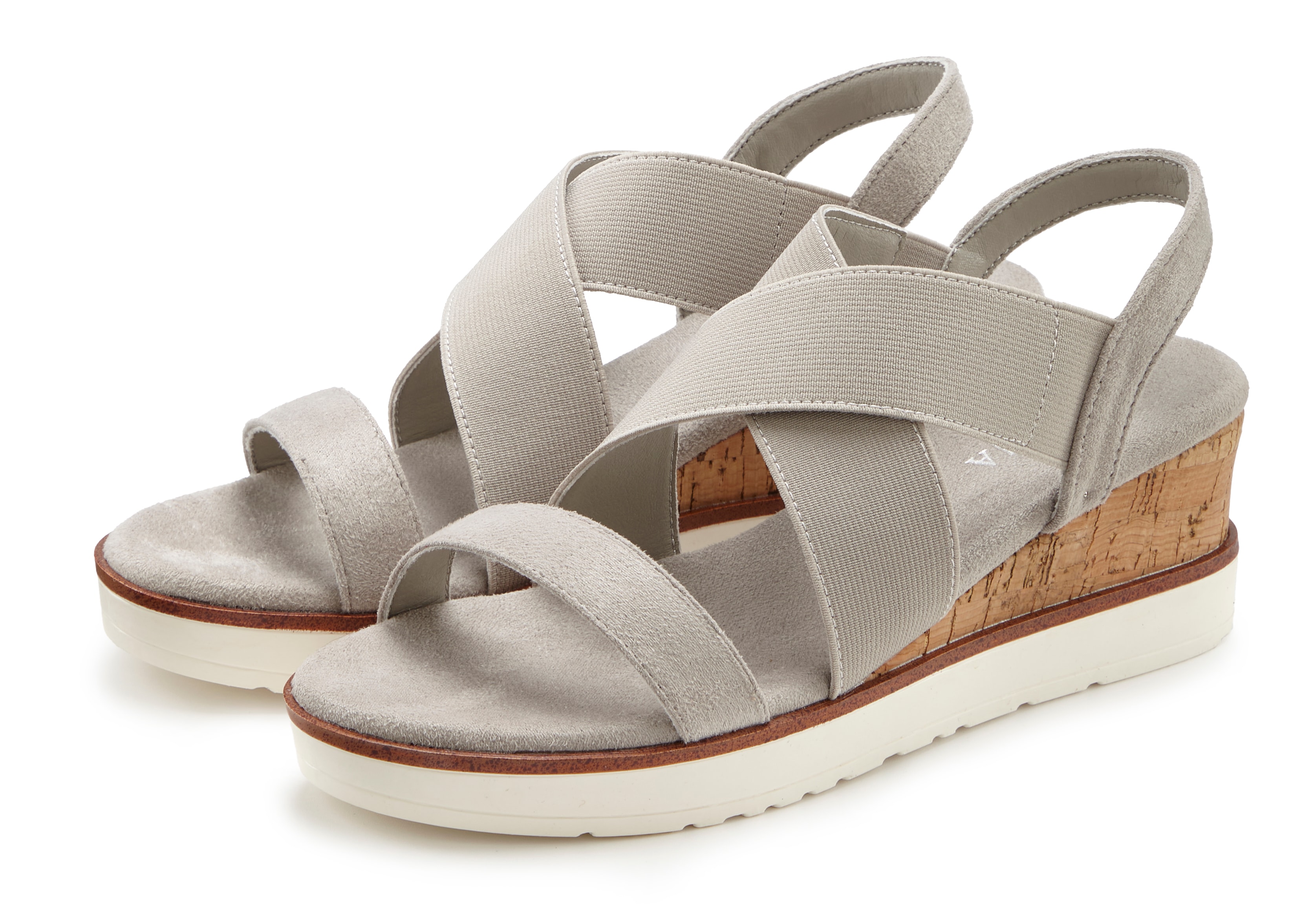 LASCANA Sandalette "Sommerschuh, offener Schuh, Sandale, Keilsandalette," mit elastischen Riemchen VEGAN