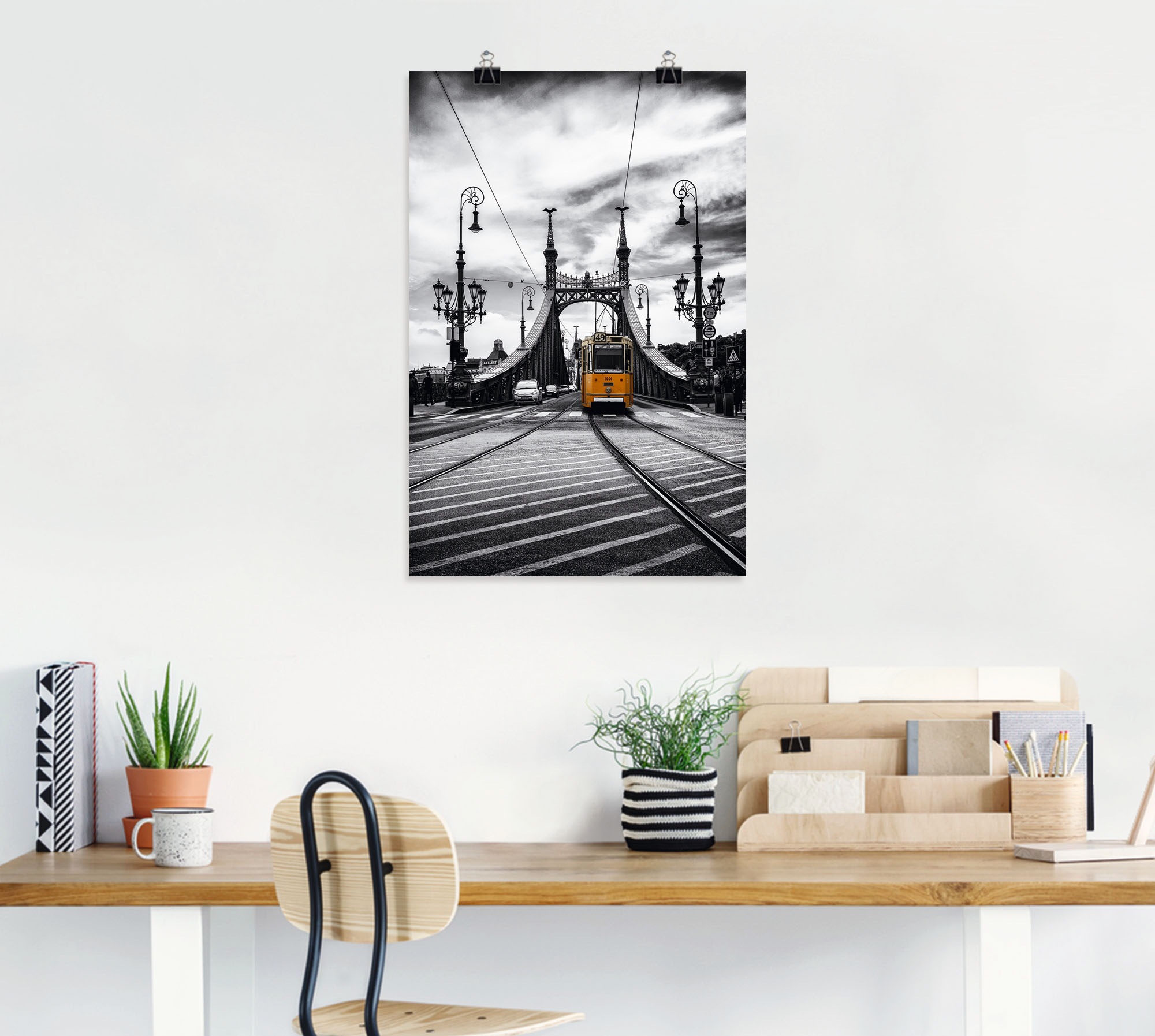 Artland Alu-Dibond-Druck »Budapest Freiheitsbrücke Straßenbahn«, Zugbilder, (1 St.), für Innen- und Außenbereich geeignet, Outdoorbild