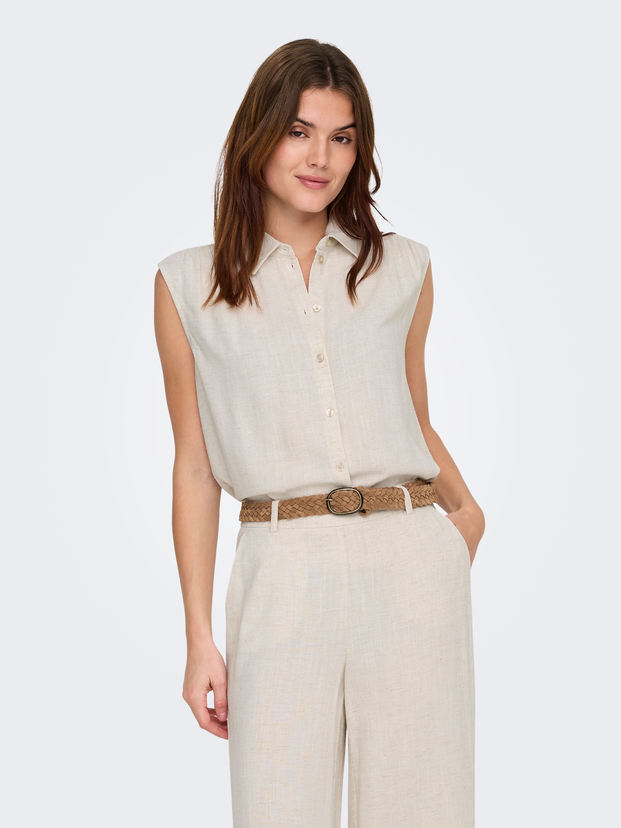 ONLY Blusentop »ONLSIESTA S/L LINEN BL SHIRT PNT NOOS« mit Leinen