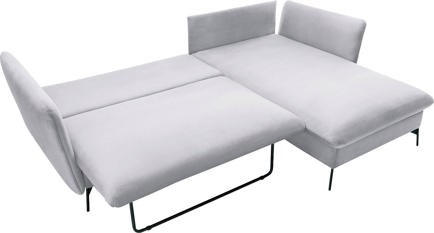 andas Ecksofa »LIVORNO,258 cm, L-Form,«, Schlaffunktion u. Bettkasten (139/224cm), Samt, Struktur, Webstoff