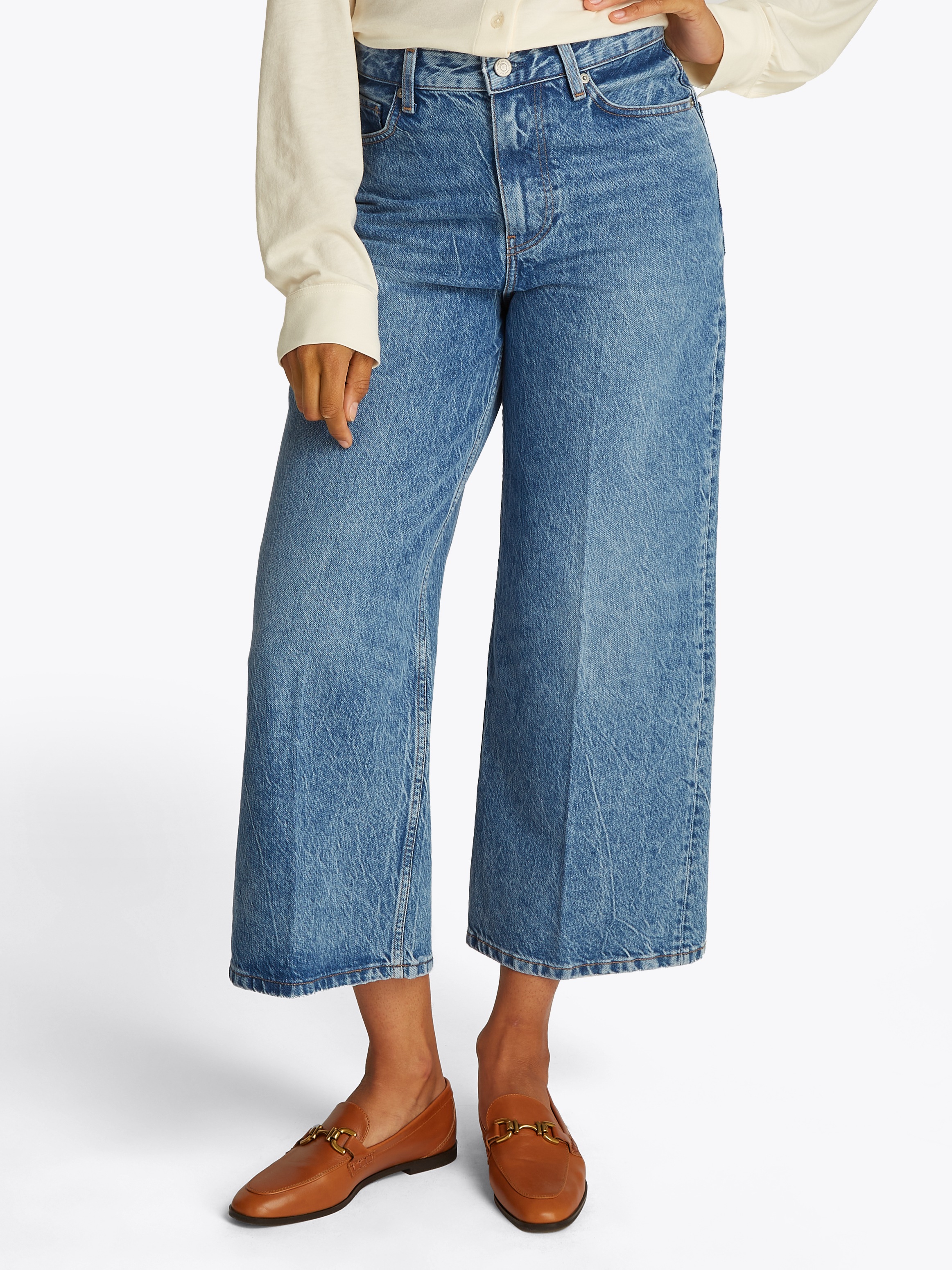 Tommy Hilfiger "WIDE LEG HW LOU" mit Logo-Badge, mit Nieten, mit Bügelfalte günstig online kaufen