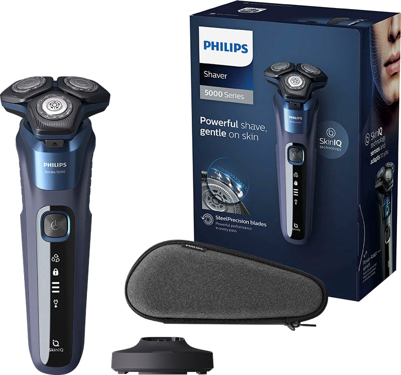 Philips Elektrorasierer »Shaver Series 5000 Ladestand, Etui, mit kaufen SkinIQ | Präzisionstrimmer, Technologie S5885/35«, günstig ausklappbarer BAUR