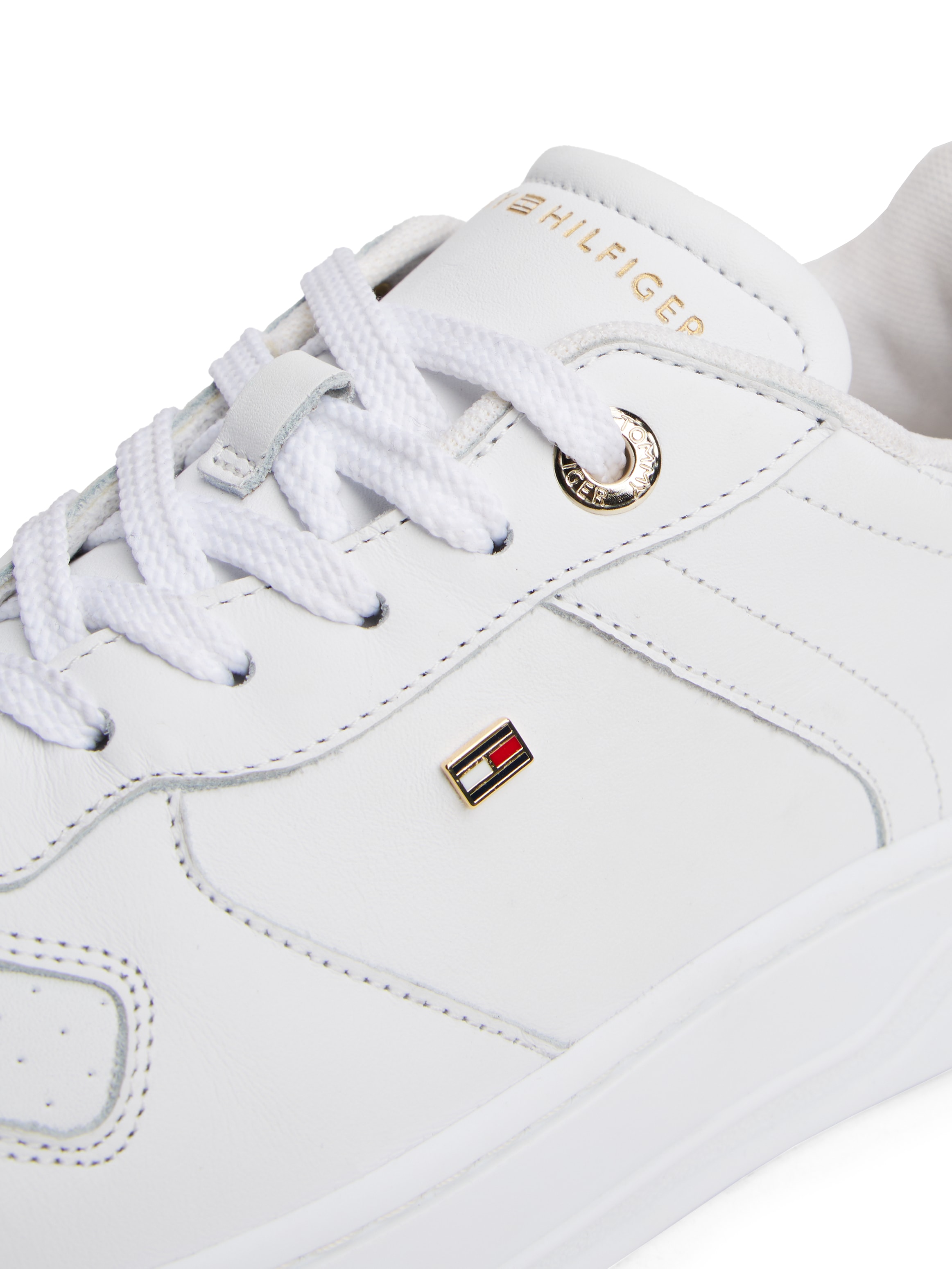 Tommy Hilfiger Plateausneaker »TH SPORTY CUPSOLE LEATHER«, Freizeitschuh, Halbschuh, Schnürschuh mit seitlichem Logo