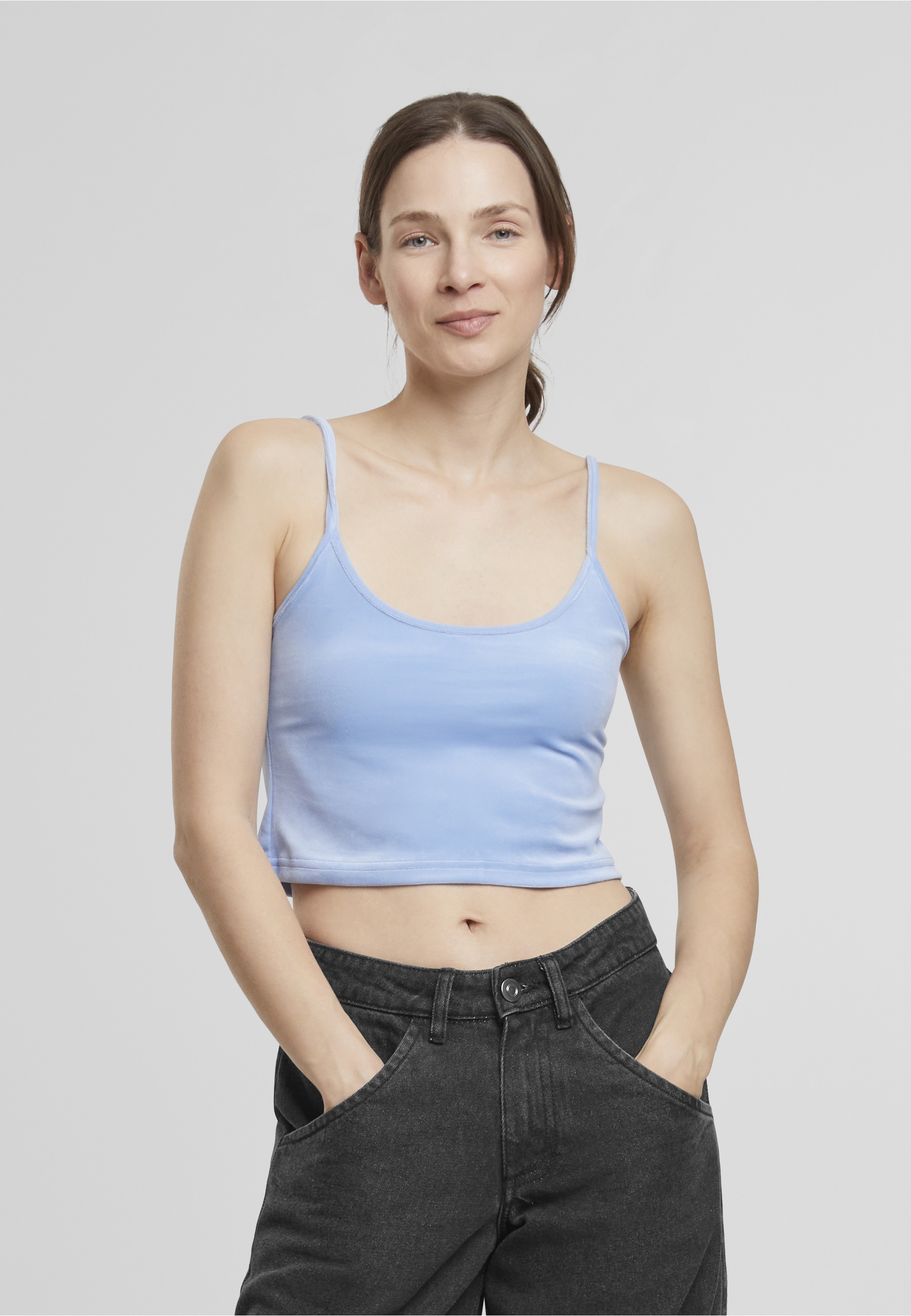 URBAN CLASSICS Muskelshirt »Urban Classics Ladies Short Velvet Top« 1