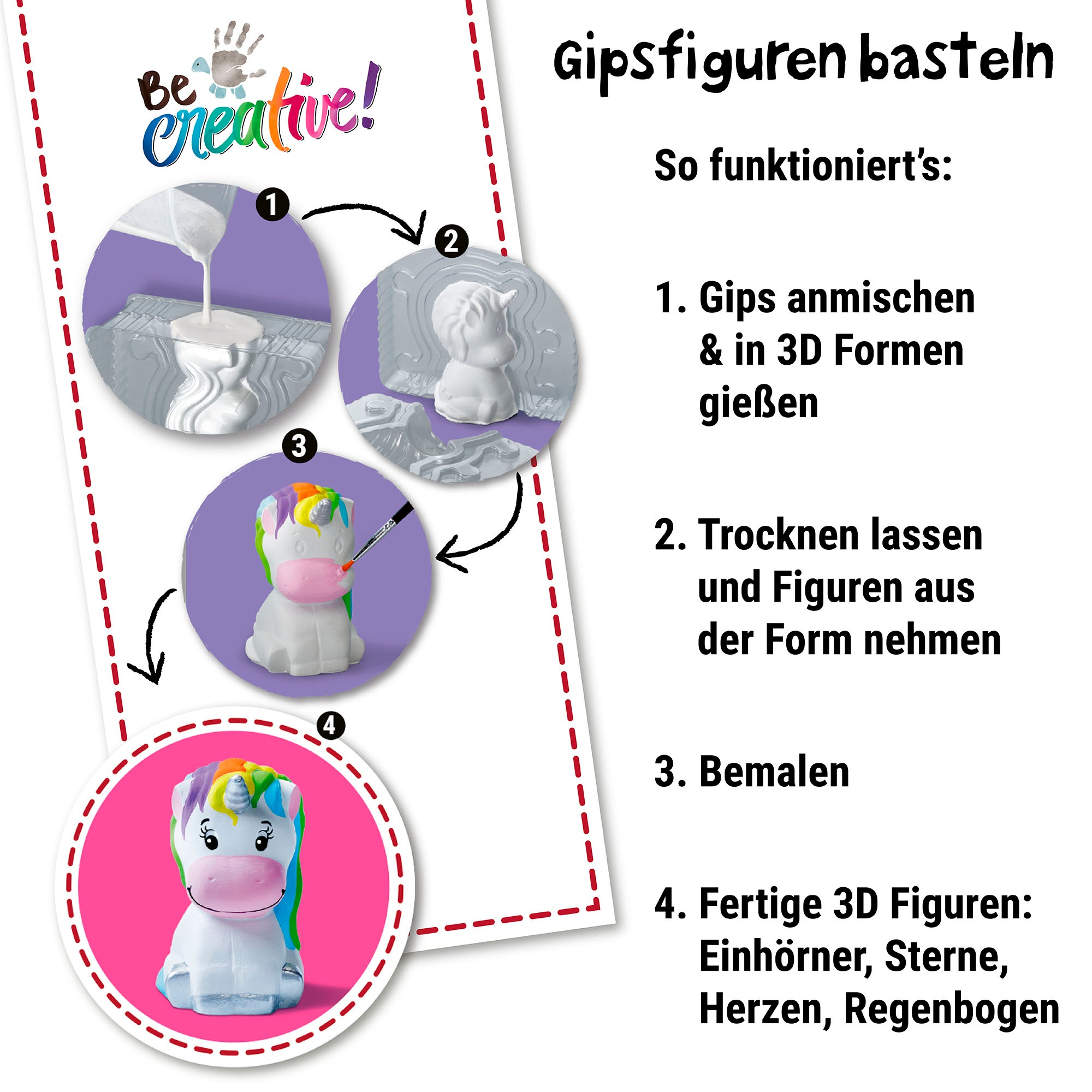 Ravensburger Kreativset »BeCreative Midi, Bastelset DIY Gipsfiguren gießen Einhorn«, Made in Europe