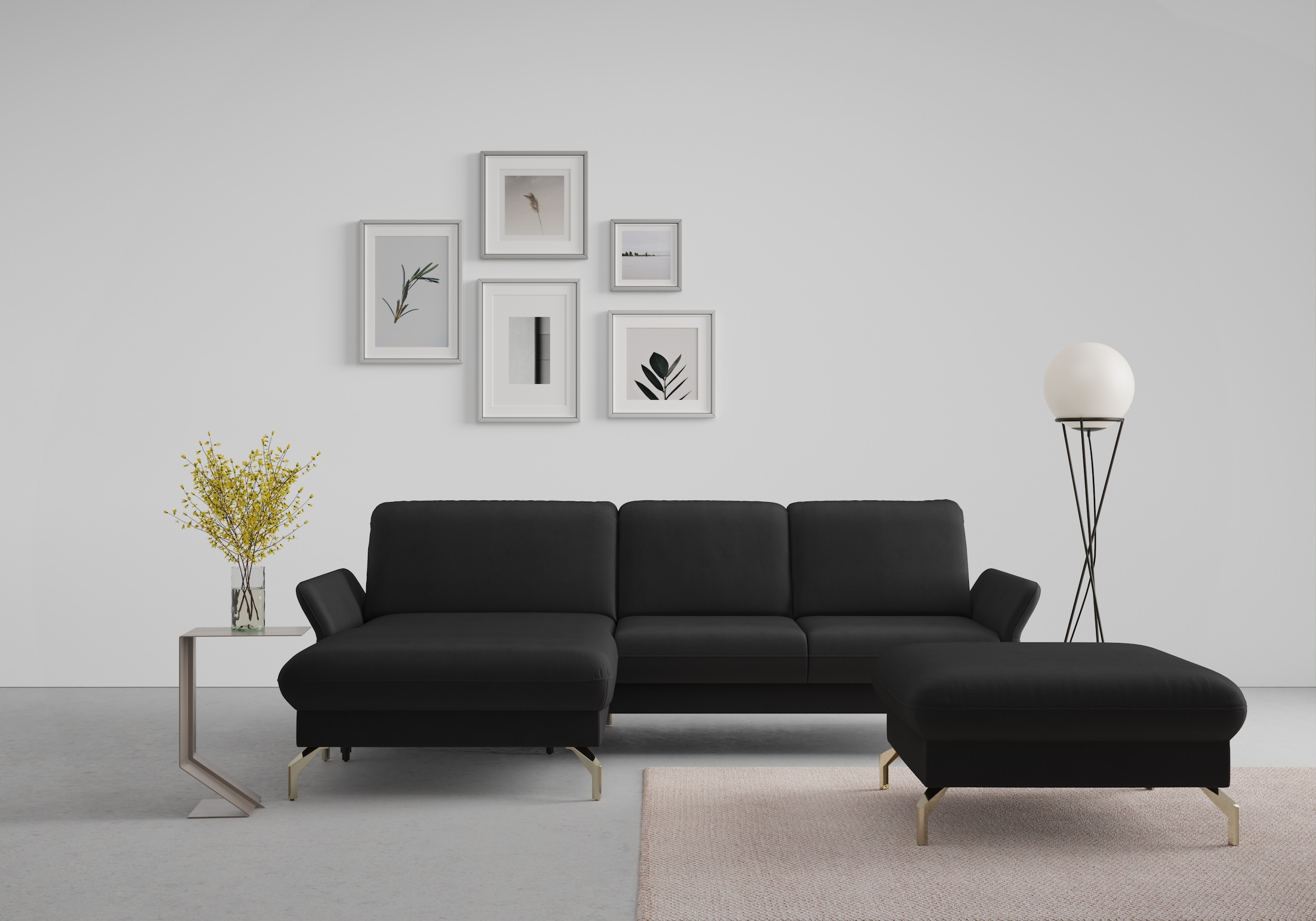 sit&more Ecksofa »Fashion L-Form« wahlweise mit Kopfteilverstellung, Vorziehsitz, motorisch, Nickelfüße