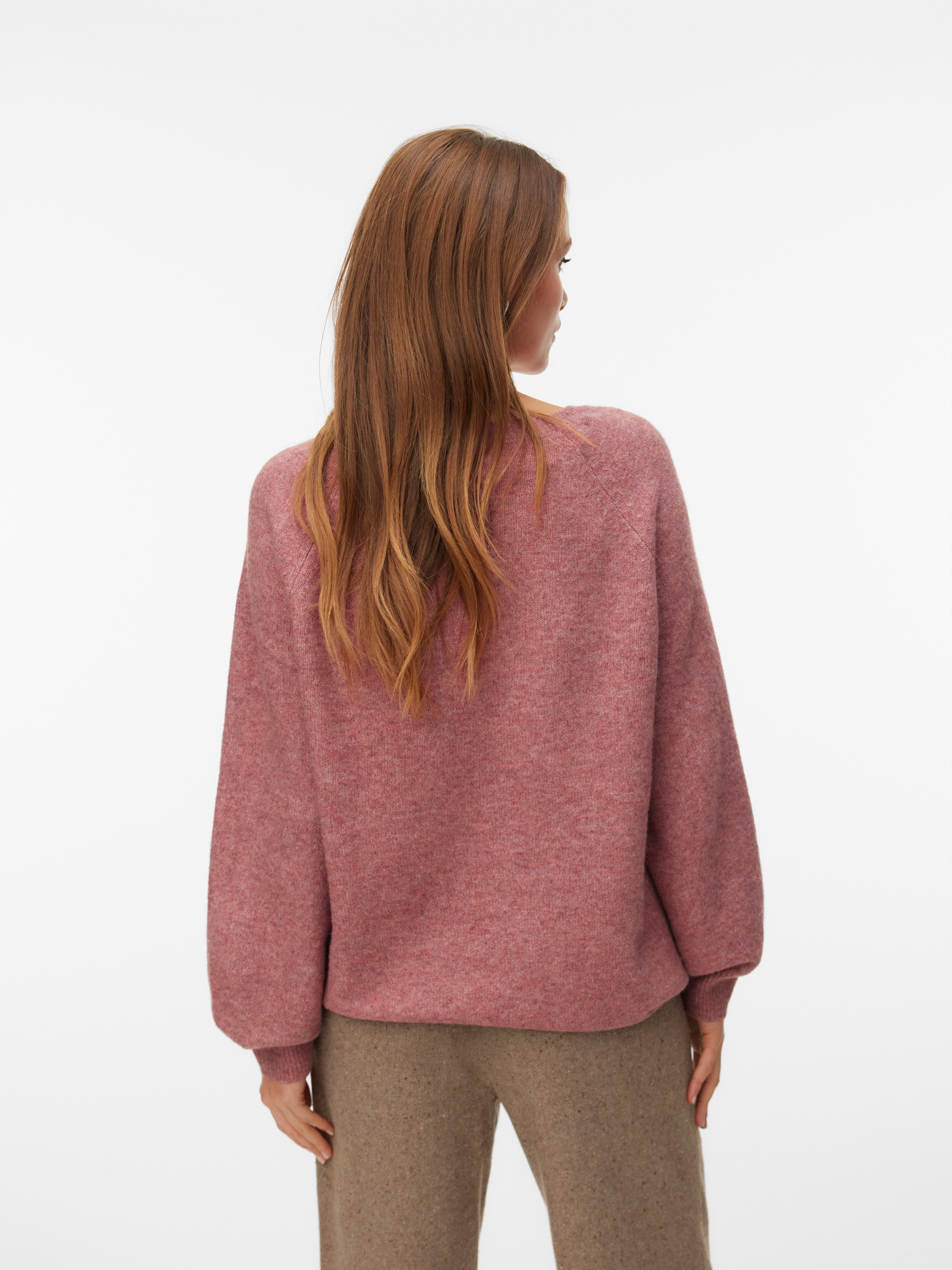 Vero Moda V-Ausschnitt-Pullover "VMLEAF LS LONG V-NECK PULLOVER" günstig online kaufen