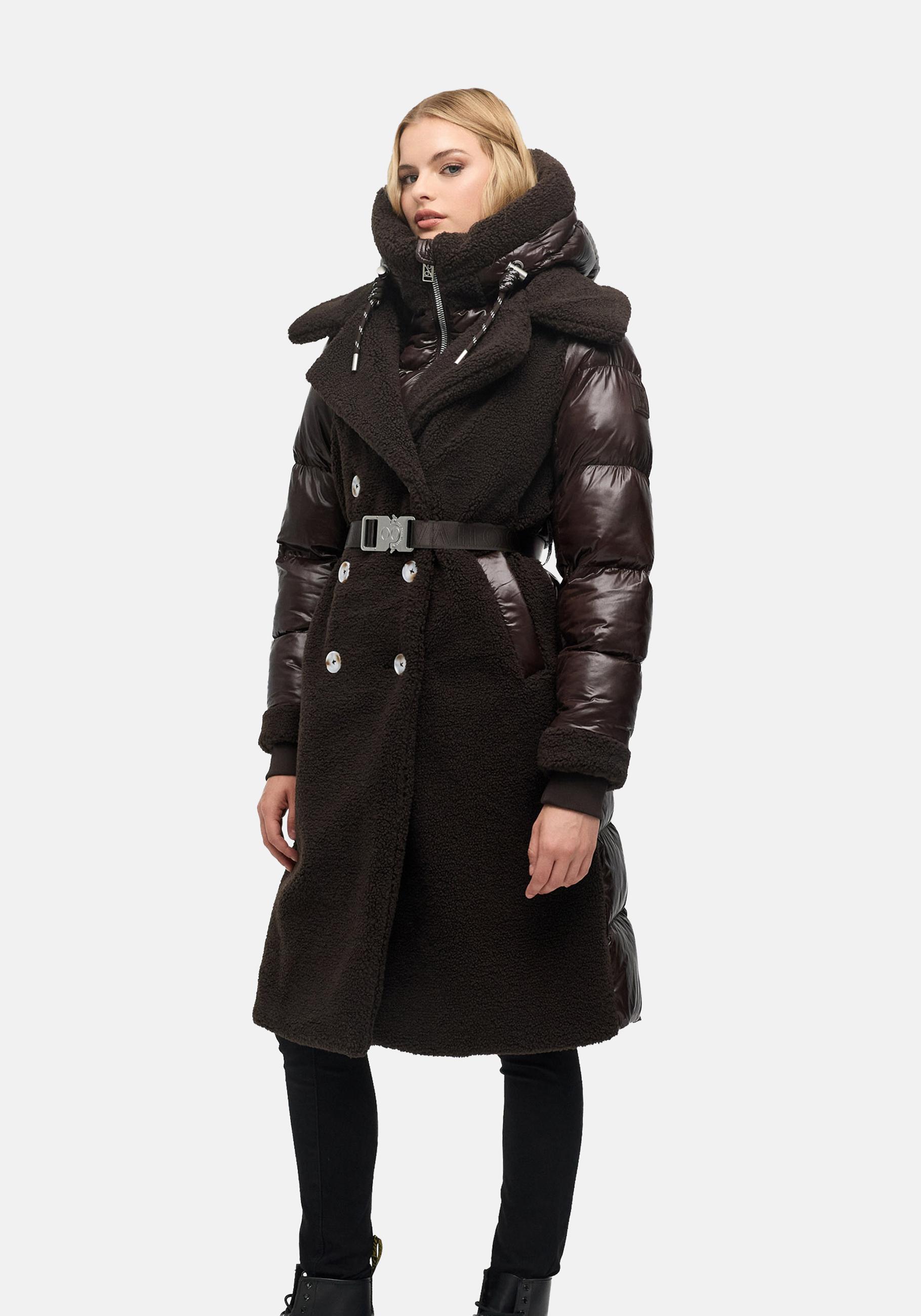 Navahoo Wintermantel "Kuscheltraum 14" Modischer Damen Plüschmantel aus angesagtem Materialmix