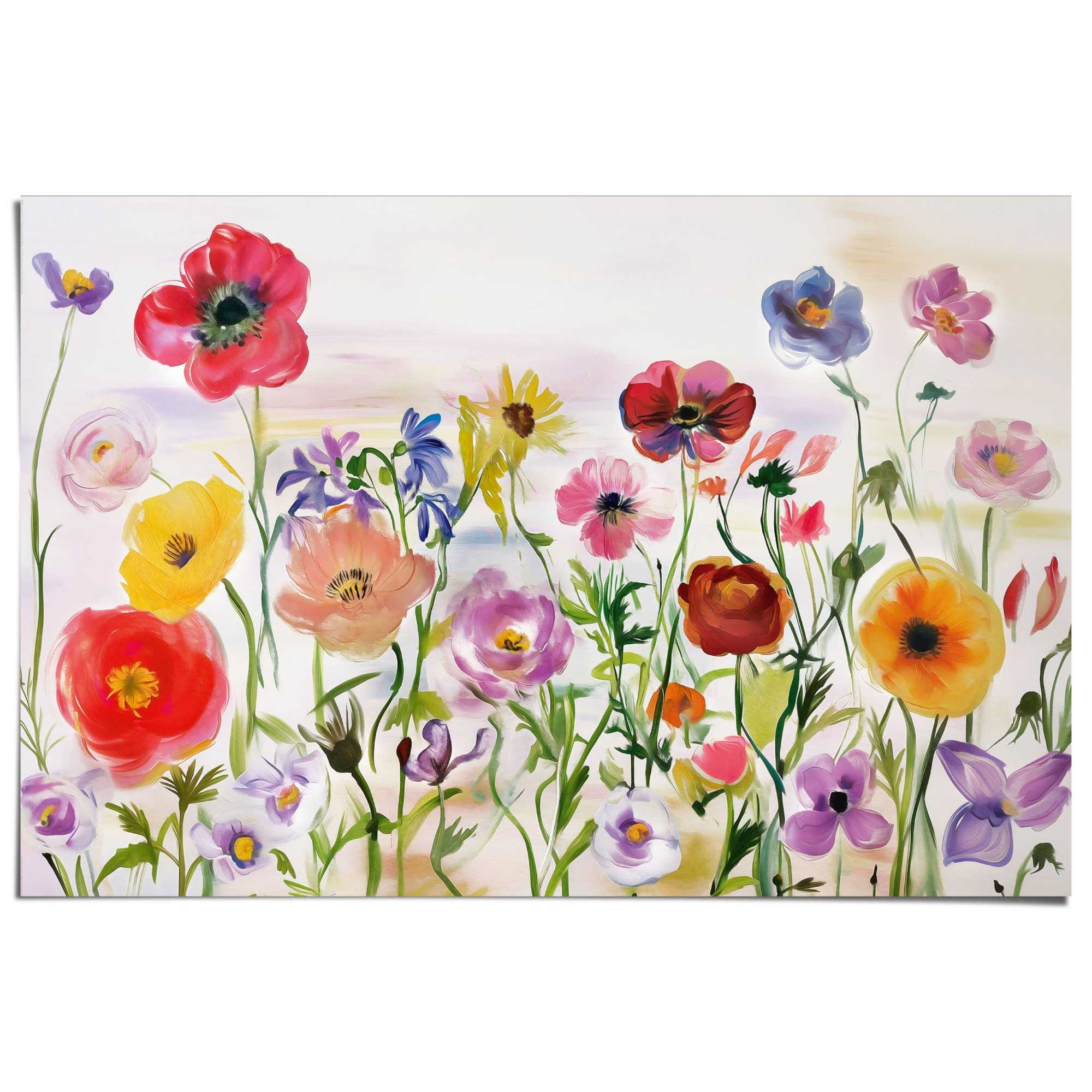 Reinders Poster "Blumenfeld", Hobbyraum - Beige - 150 gr. Papier - Blumen u günstig online kaufen