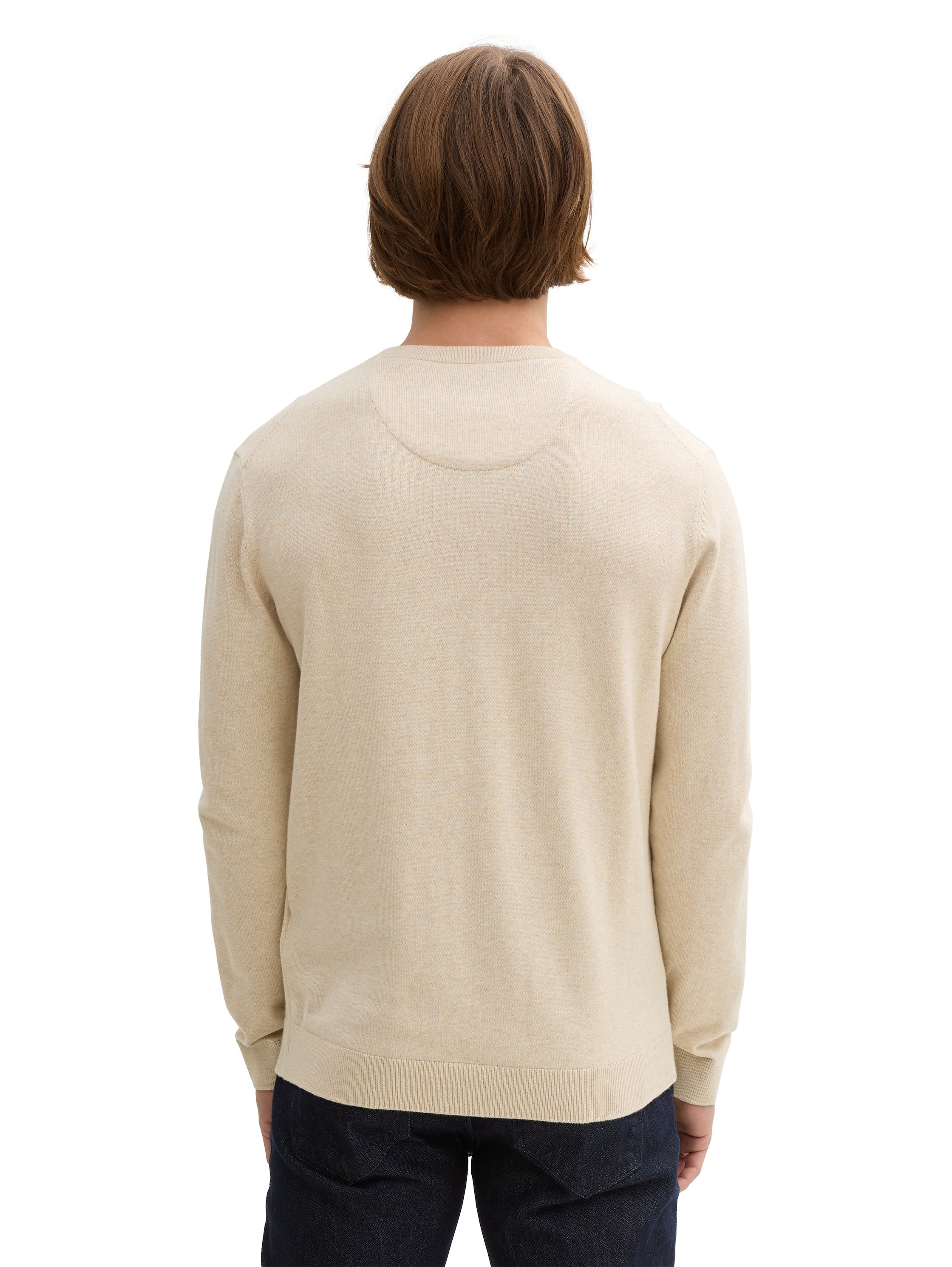 TOM TAILOR V-Ausschnitt-Pullover, mit kleiner Logo-Stickerei